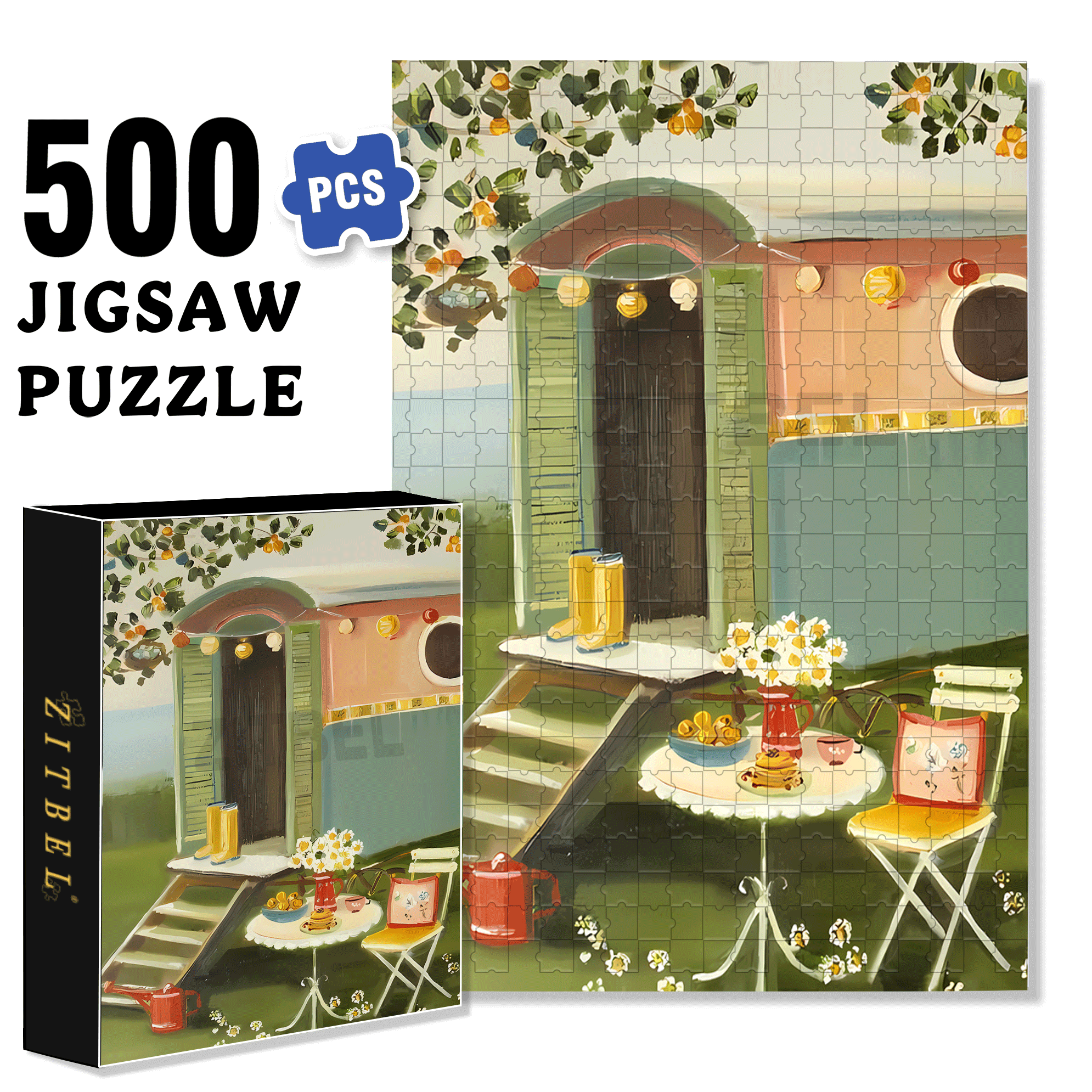 The Summer Caravan 500pcs/1000pcs Jigsaw Puzzle, Scratch-Resistant, Interactive Family Game & Brain-Boosting DIY Decor, Perfect for Halloween, Christmas & New Year Gifts, Family Puzzle Game