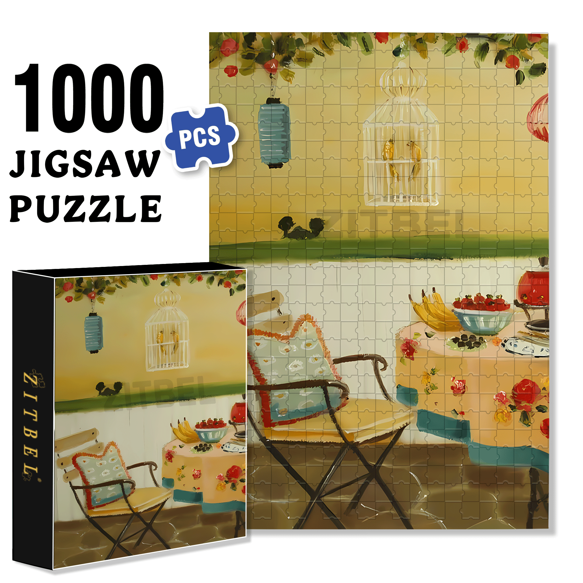 The Sunset Fondue Party 500pcs/1000pcs Jigsaw Puzzle, Scratch-Resistant, Interactive Family Game & Brain-Boosting DIY Decor, Perfect for Halloween, Christmas & New Year Gifts, Family Puzzle Game