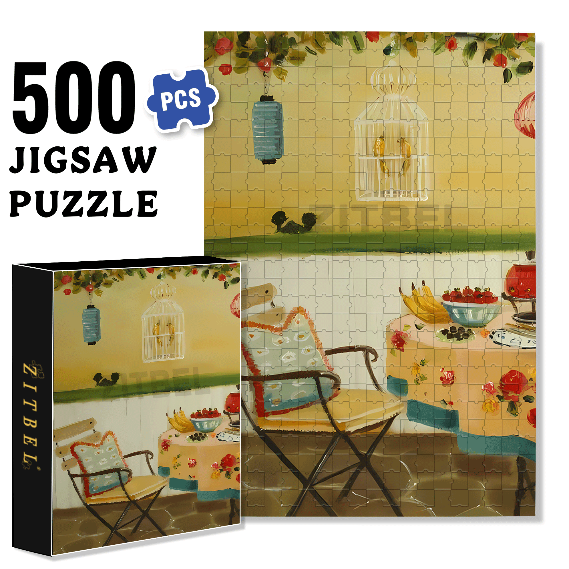The Sunset Fondue Party 500pcs/1000pcs Jigsaw Puzzle, Scratch-Resistant, Interactive Family Game & Brain-Boosting DIY Decor, Perfect for Halloween, Christmas & New Year Gifts, Family Puzzle Game