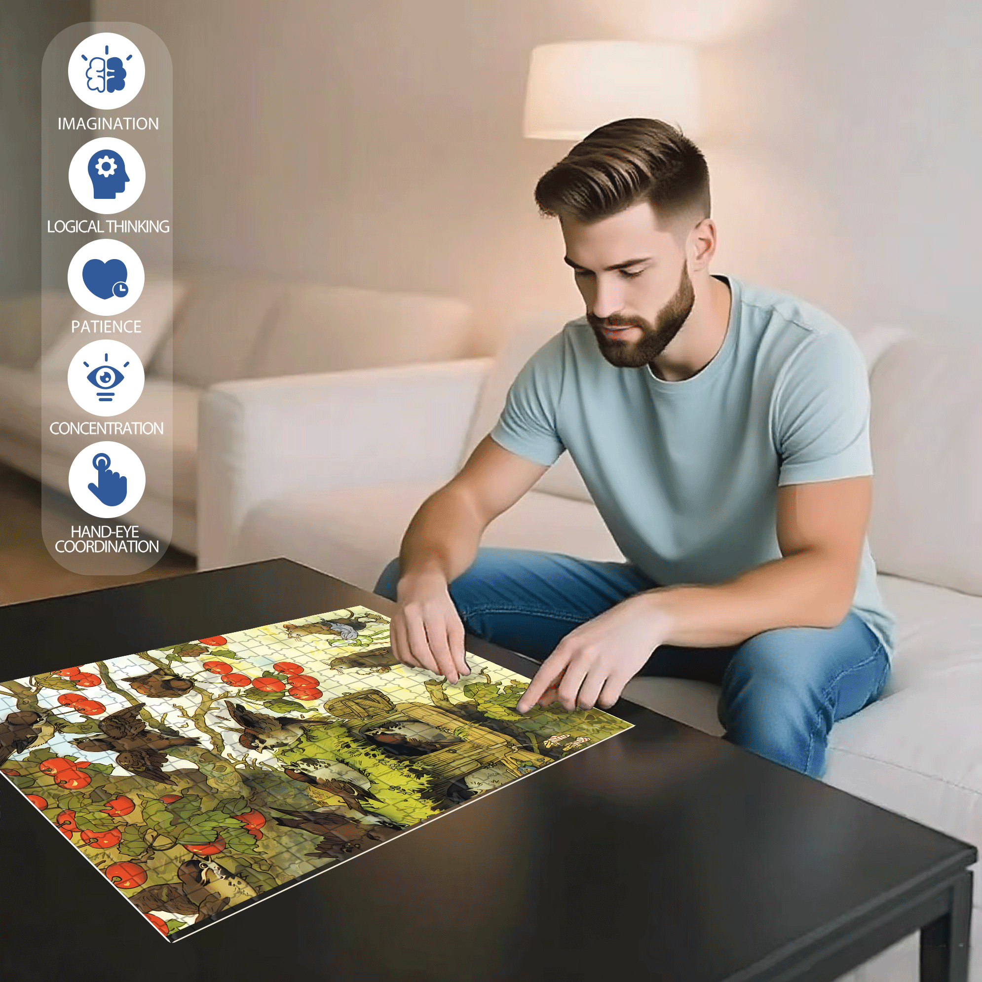Winter Preparations 500pcs/1000pcs Jigsaw Puzzle, Scratch-Resistant, Interactive Family Game & Brain-Boosting DIY Decor, Perfect for Halloween, Christmas & New Year Gifts, Family Puzzle Game