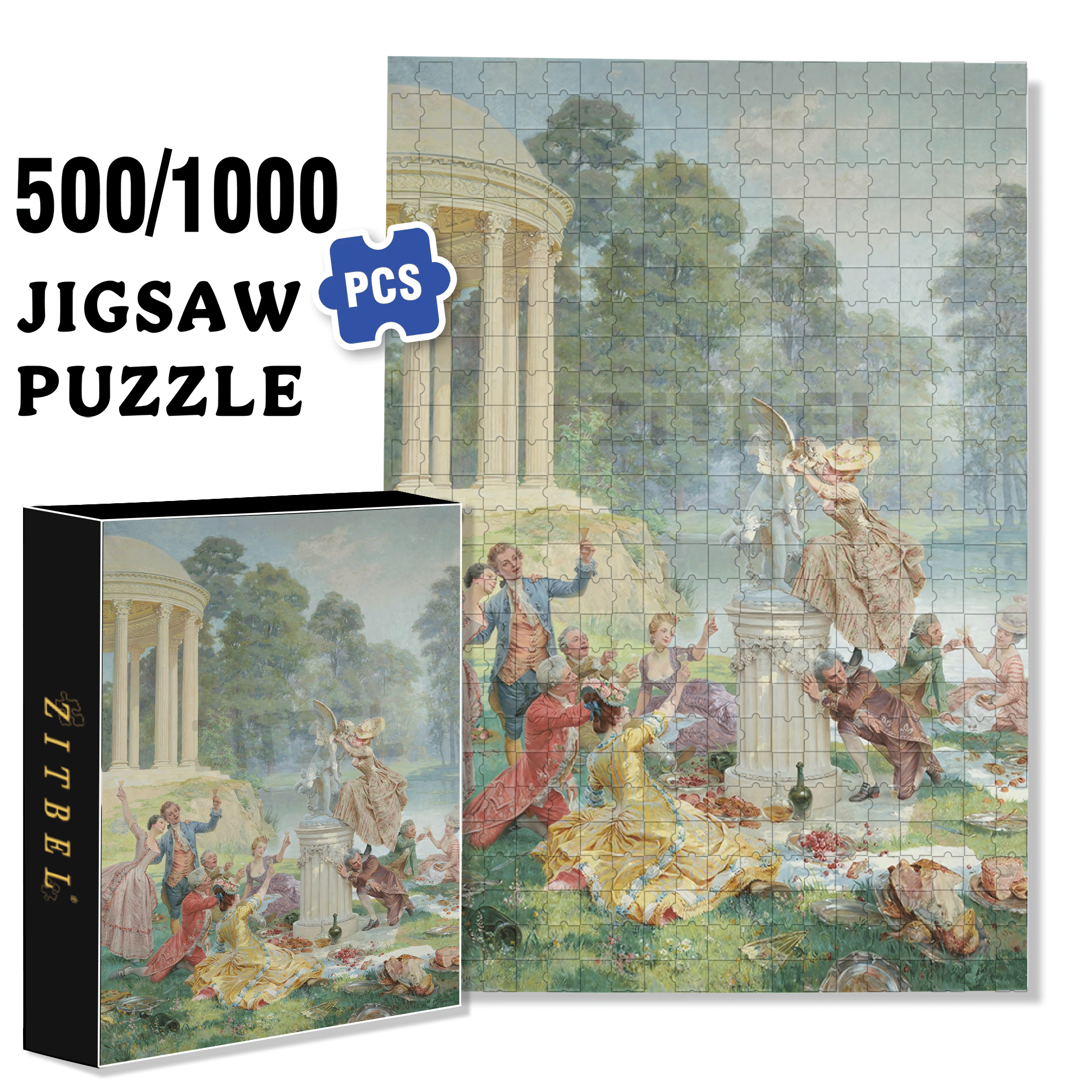 Afternoon Revelry 500pcs/1000pcs Jigsaw Puzzle, Scratch-Resistant, Interactive Family Game & Brain-Boosting DIY Decor, Perfect for Halloween, Christmas & New Year Gifts, Family Puzzle Game