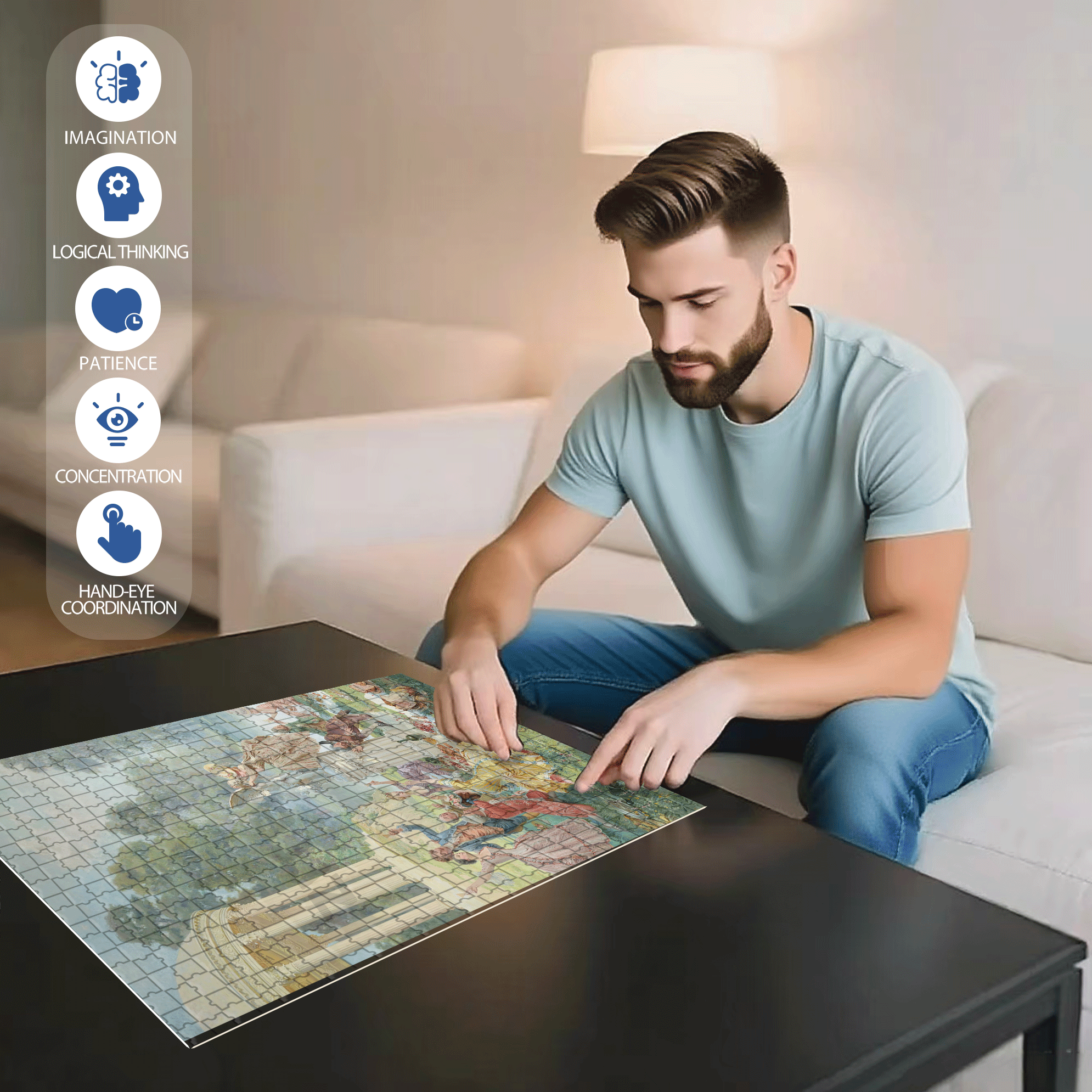 Afternoon Revelry 500pcs/1000pcs Jigsaw Puzzle, Scratch-Resistant, Interactive Family Game & Brain-Boosting DIY Decor, Perfect for Halloween, Christmas & New Year Gifts, Family Puzzle Game