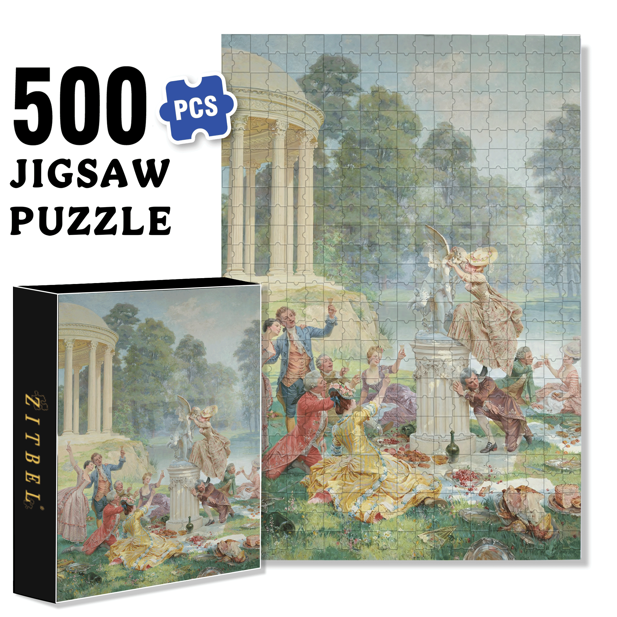 Afternoon Revelry 500pcs/1000pcs Jigsaw Puzzle, Scratch-Resistant, Interactive Family Game & Brain-Boosting DIY Decor, Perfect for Halloween, Christmas & New Year Gifts, Family Puzzle Game