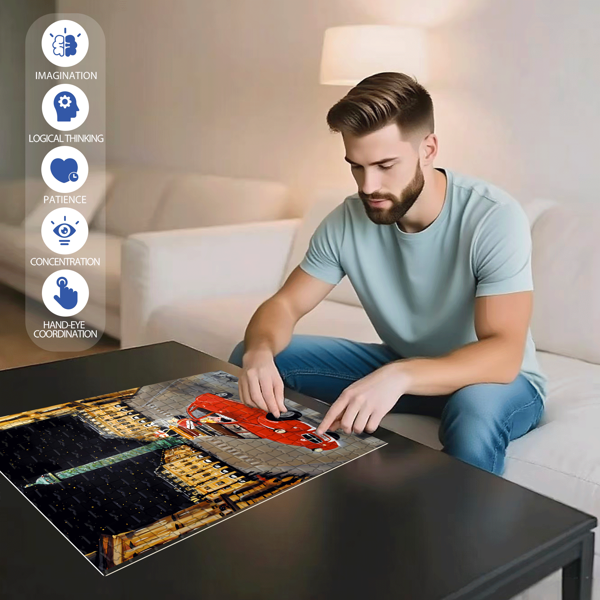 All Right Reserved  500pcs/1000pcs Jigsaw Puzzle, Scratch-Resistant, Interactive Family Game & Brain-Boosting DIY Decor, Perfect for Halloween, Christmas & New Year Gifts, Family Puzzle Game