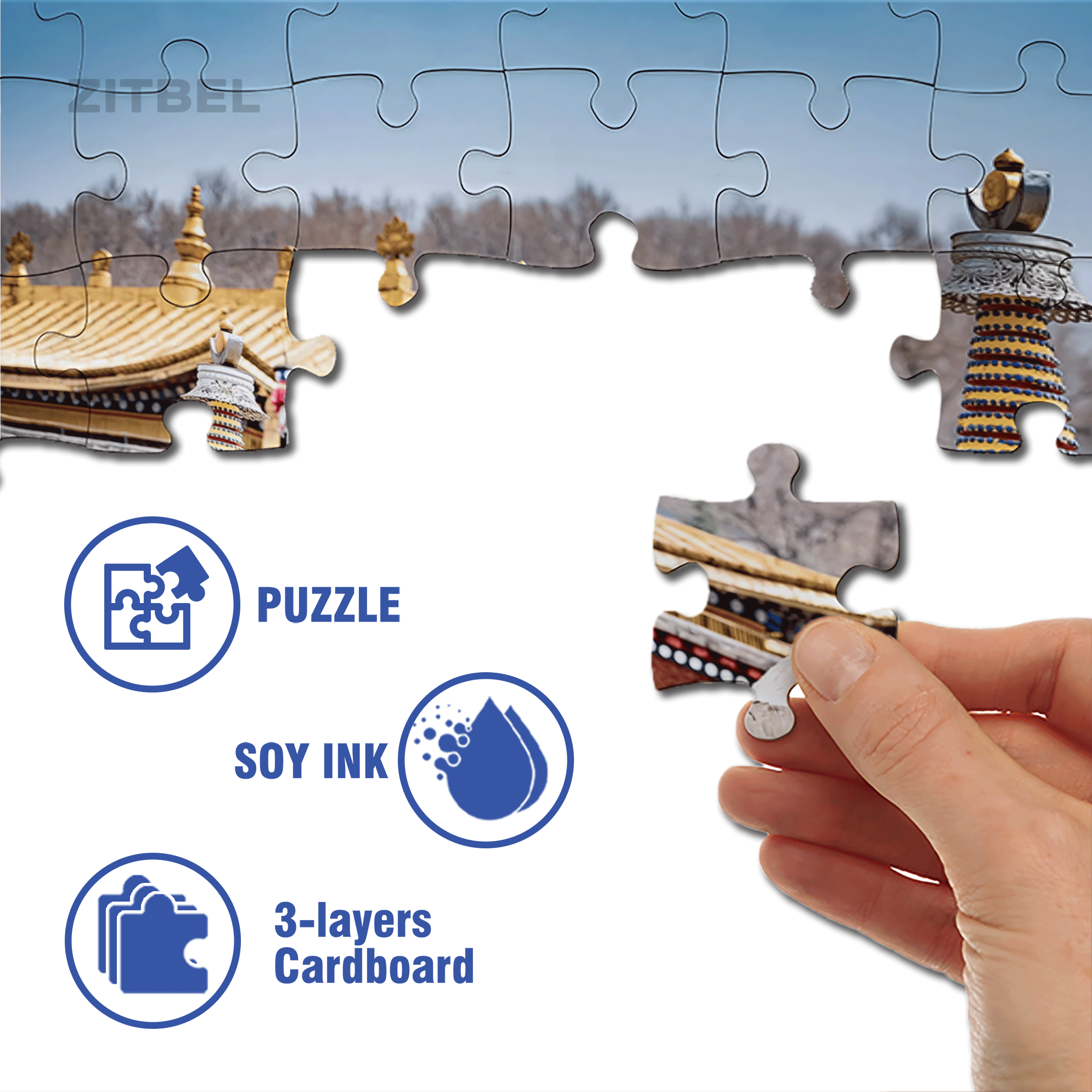 Ancient Chinese Architecture 2 500pcs/1000pcs Jigsaw Puzzle, Scratch-Resistant, Interactive Family Game & Brain-Boosting DIY Decor, Perfect for Halloween, Christmas & New Year Gifts, Family Puzzle Game
