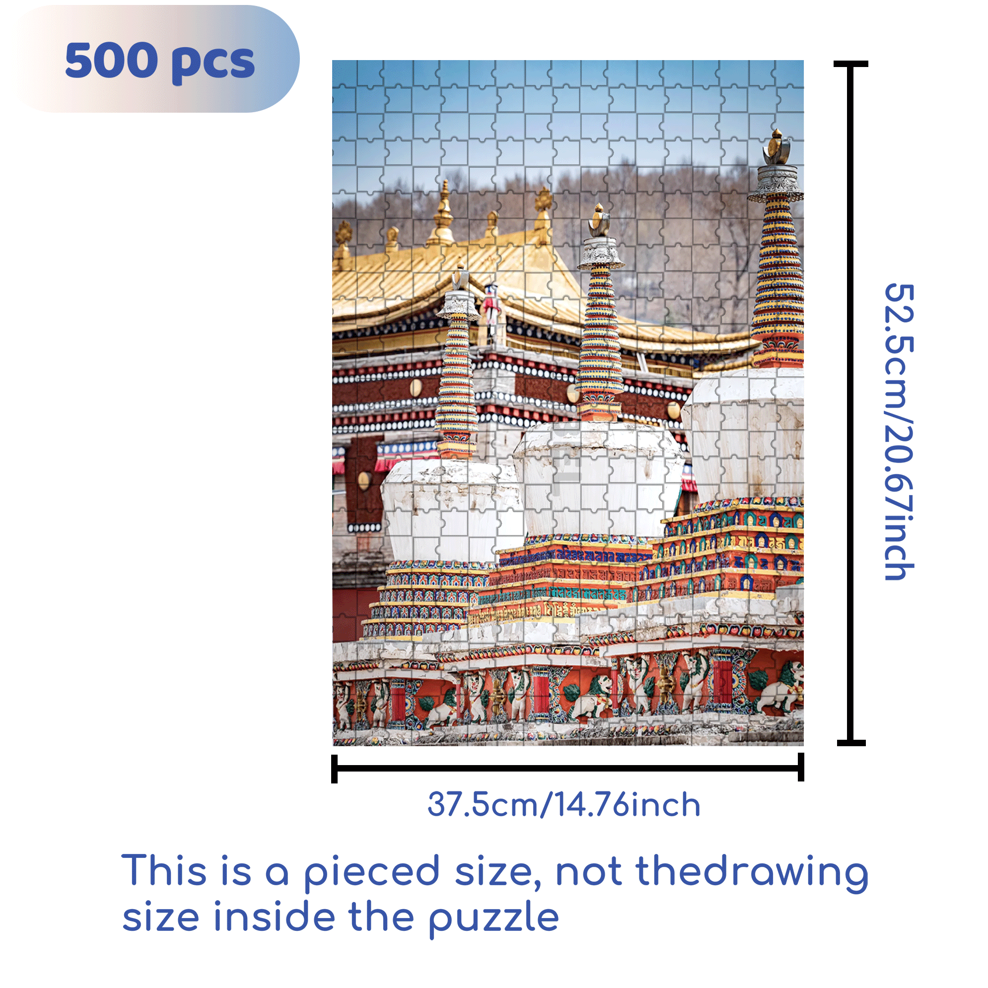 Ancient Chinese Architecture 2 500pcs/1000pcs Jigsaw Puzzle, Scratch-Resistant, Interactive Family Game & Brain-Boosting DIY Decor, Perfect for Halloween, Christmas & New Year Gifts, Family Puzzle Game
