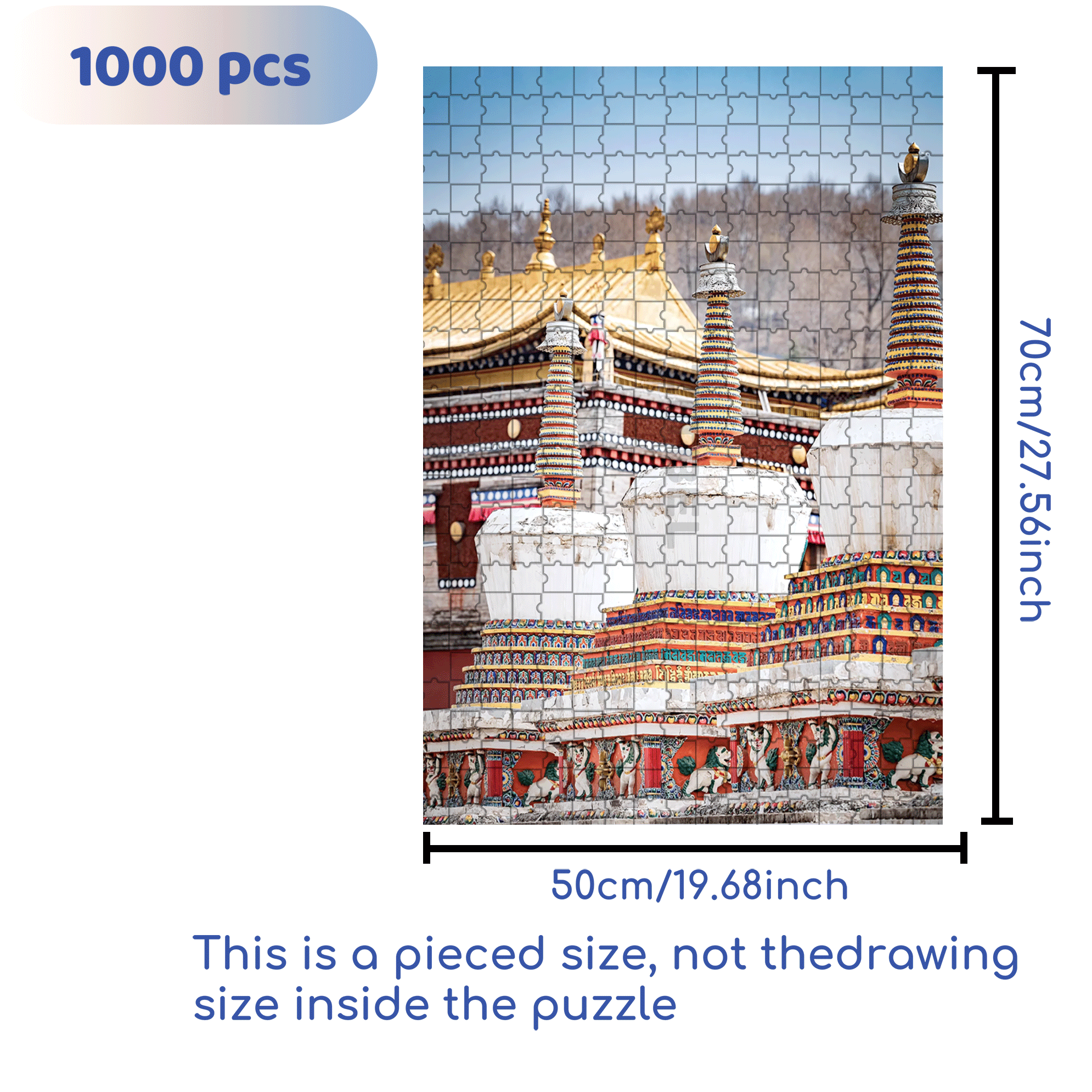 Ancient Chinese Architecture 2 500pcs/1000pcs Jigsaw Puzzle, Scratch-Resistant, Interactive Family Game & Brain-Boosting DIY Decor, Perfect for Halloween, Christmas & New Year Gifts, Family Puzzle Game