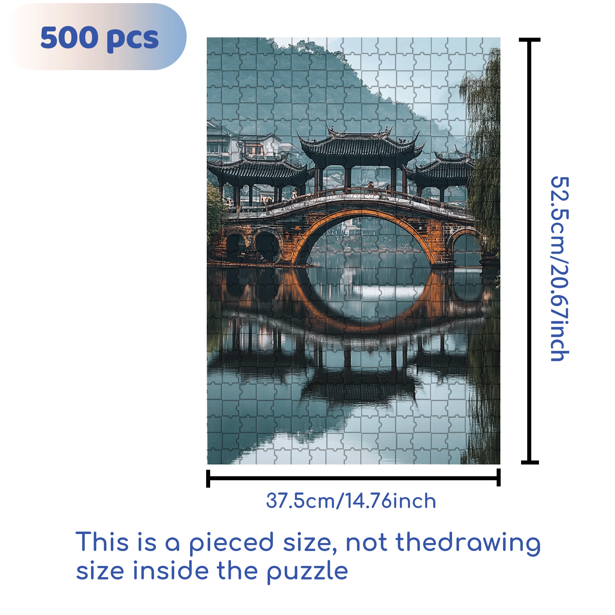Ancient Chinese Architecture 3 500pcs/1000pcs Jigsaw Puzzle, Scratch-Resistant, Interactive Family Game & Brain-Boosting DIY Decor, Perfect for Halloween, Christmas & New Year Gifts, Family Puzzle Game
