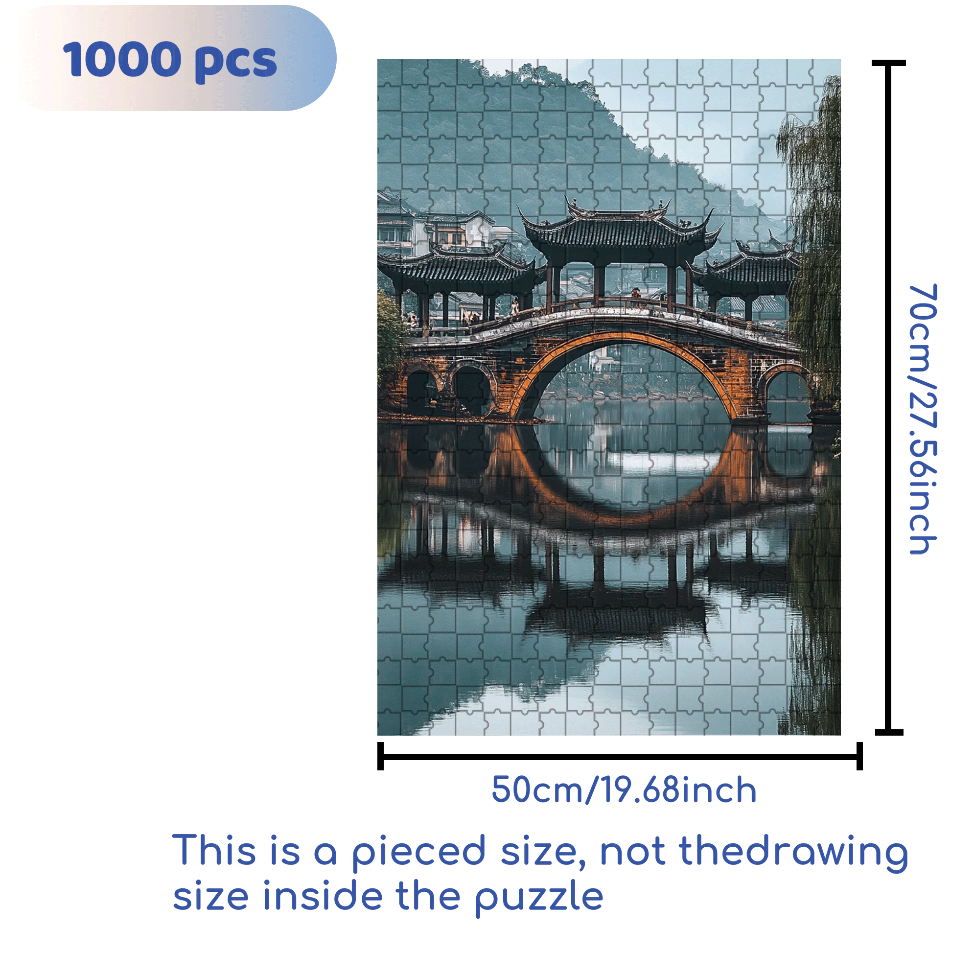 Ancient Chinese Architecture 3 500pcs/1000pcs Jigsaw Puzzle, Scratch-Resistant, Interactive Family Game & Brain-Boosting DIY Decor, Perfect for Halloween, Christmas & New Year Gifts, Family Puzzle Game