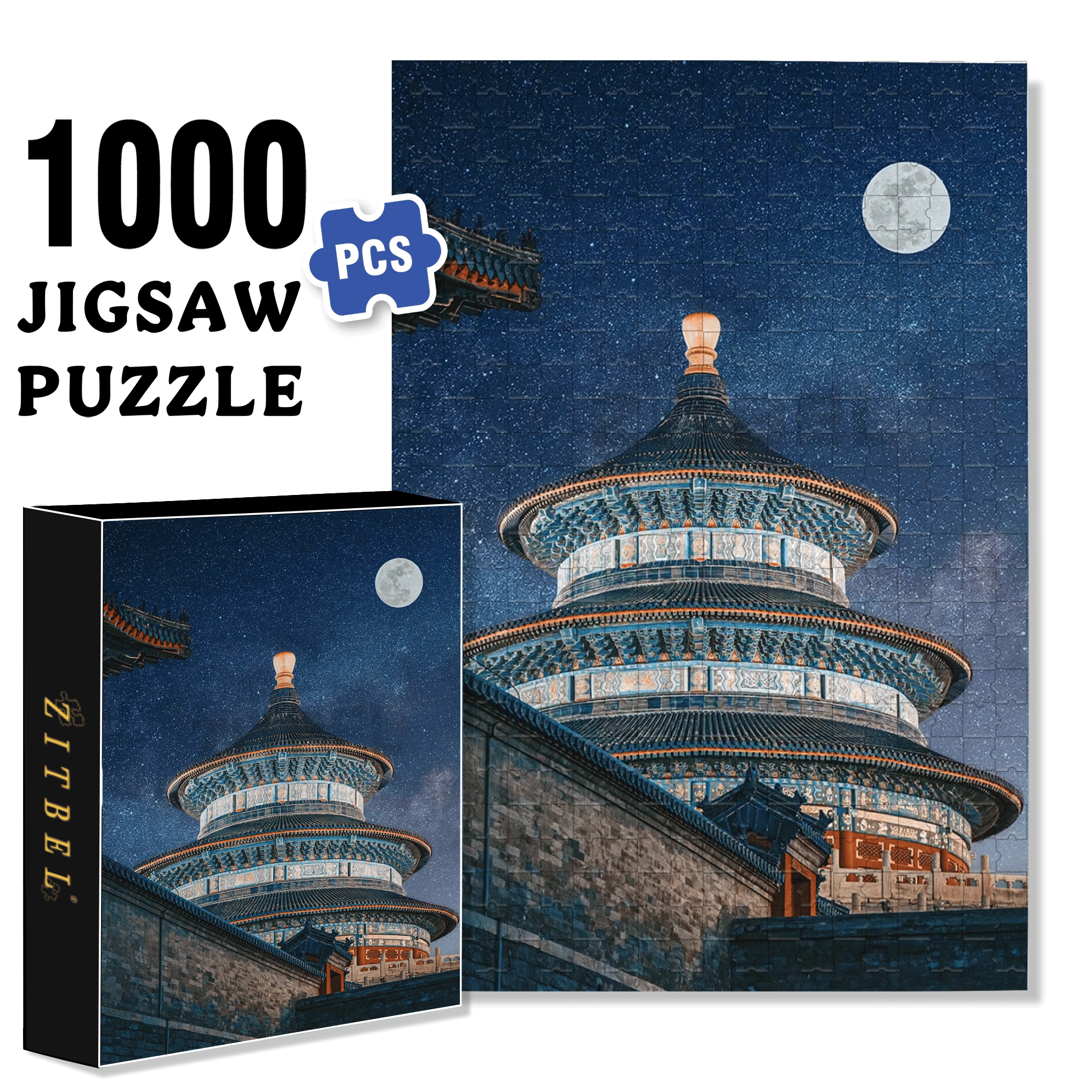 Ancient Chinese Architecture 5 500pcs/1000pcs Jigsaw Puzzle, Scratch-Resistant, Interactive Family Game & Brain-Boosting DIY Decor, Perfect for Halloween, Christmas & New Year Gifts, Family Puzzle Game