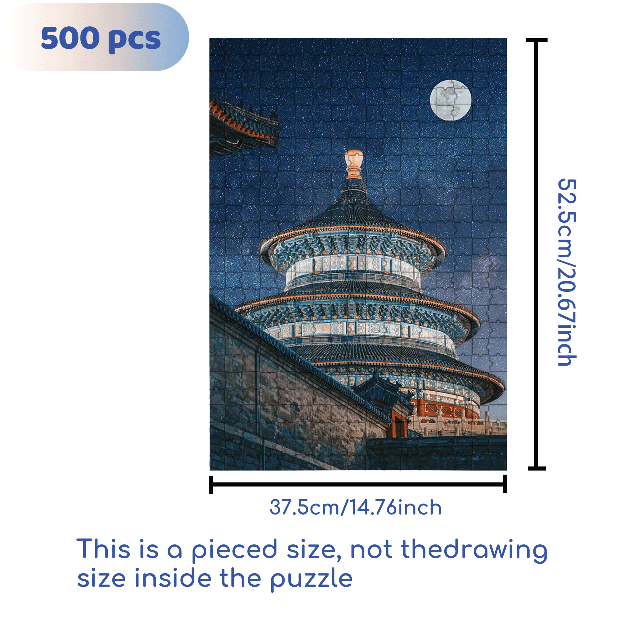 Ancient Chinese Architecture 5 500pcs/1000pcs Jigsaw Puzzle, Scratch-Resistant, Interactive Family Game & Brain-Boosting DIY Decor, Perfect for Halloween, Christmas & New Year Gifts, Family Puzzle Game