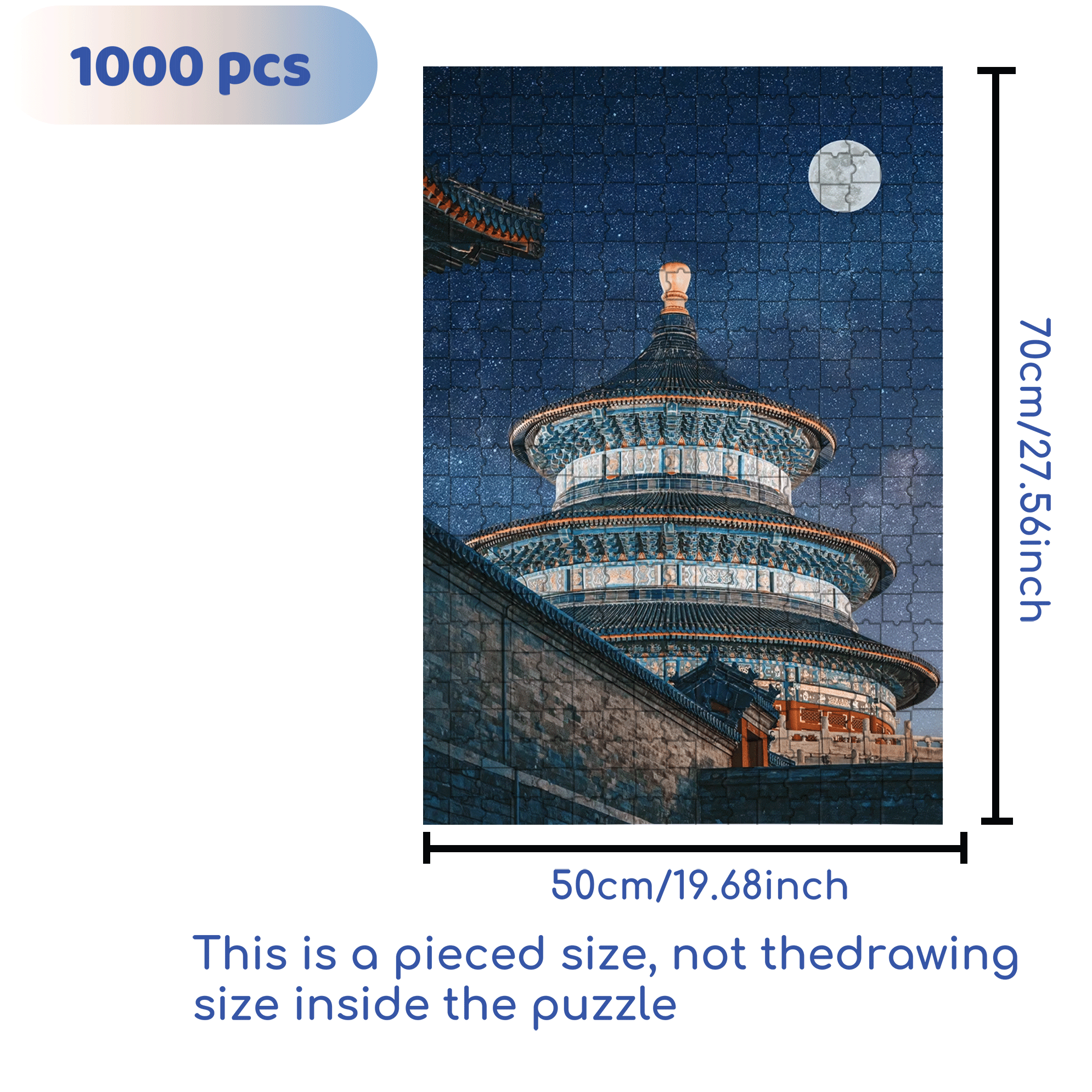 Ancient Chinese Architecture 5 500pcs/1000pcs Jigsaw Puzzle, Scratch-Resistant, Interactive Family Game & Brain-Boosting DIY Decor, Perfect for Halloween, Christmas & New Year Gifts, Family Puzzle Game