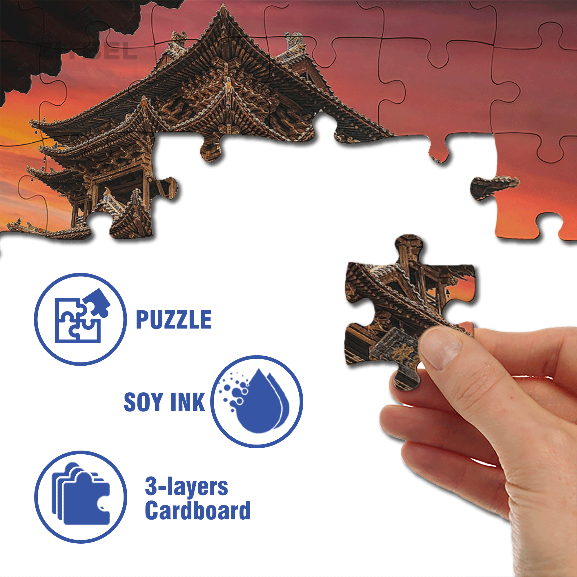 Ancient Chinese Architecture 6 500pcs/1000pcs Jigsaw Puzzle, Scratch-Resistant, Interactive Family Game & Brain-Boosting DIY Decor, Perfect for Halloween, Christmas & New Year Gifts, Family Puzzle Game