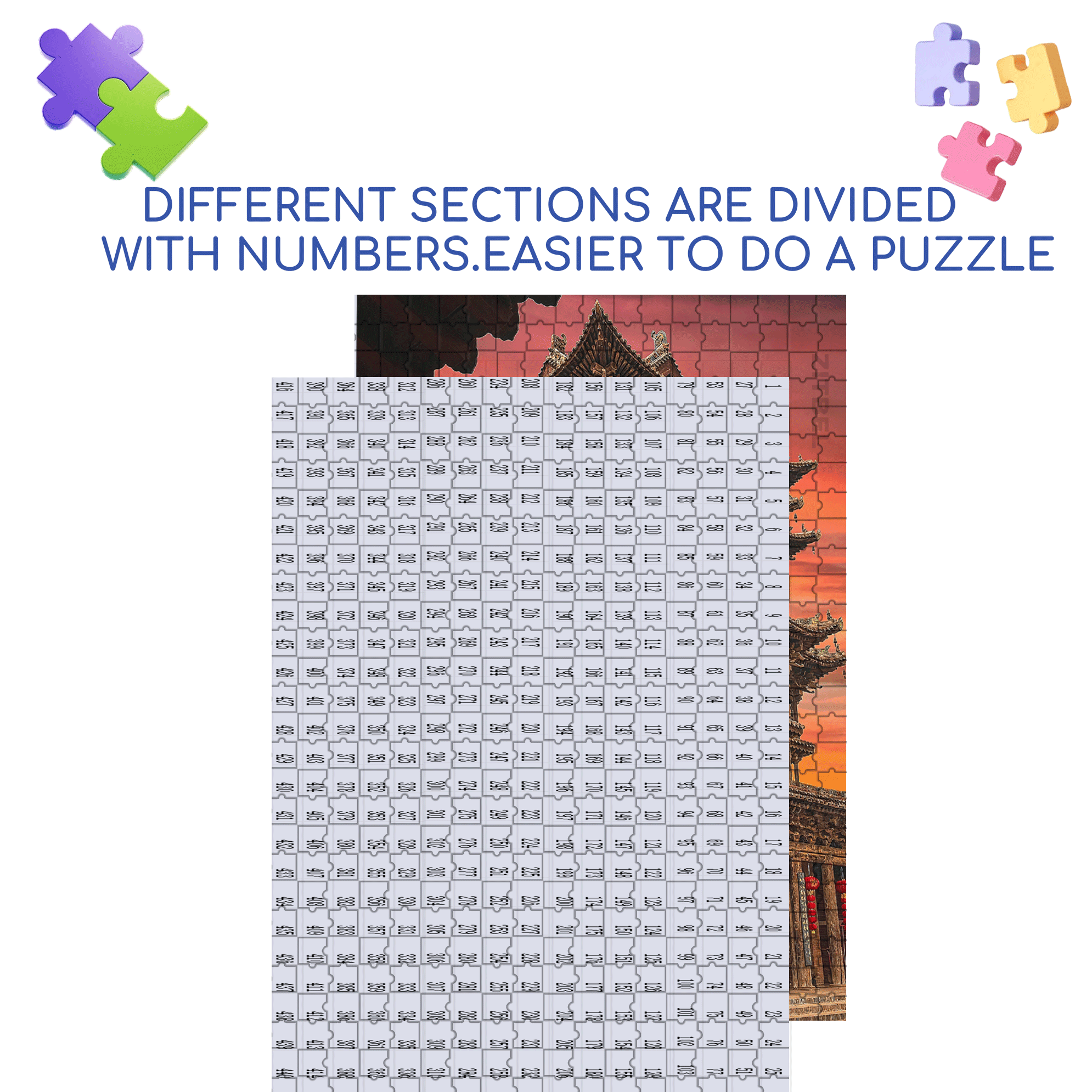 Ancient Chinese Architecture 6 500pcs/1000pcs Jigsaw Puzzle, Scratch-Resistant, Interactive Family Game & Brain-Boosting DIY Decor, Perfect for Halloween, Christmas & New Year Gifts, Family Puzzle Game