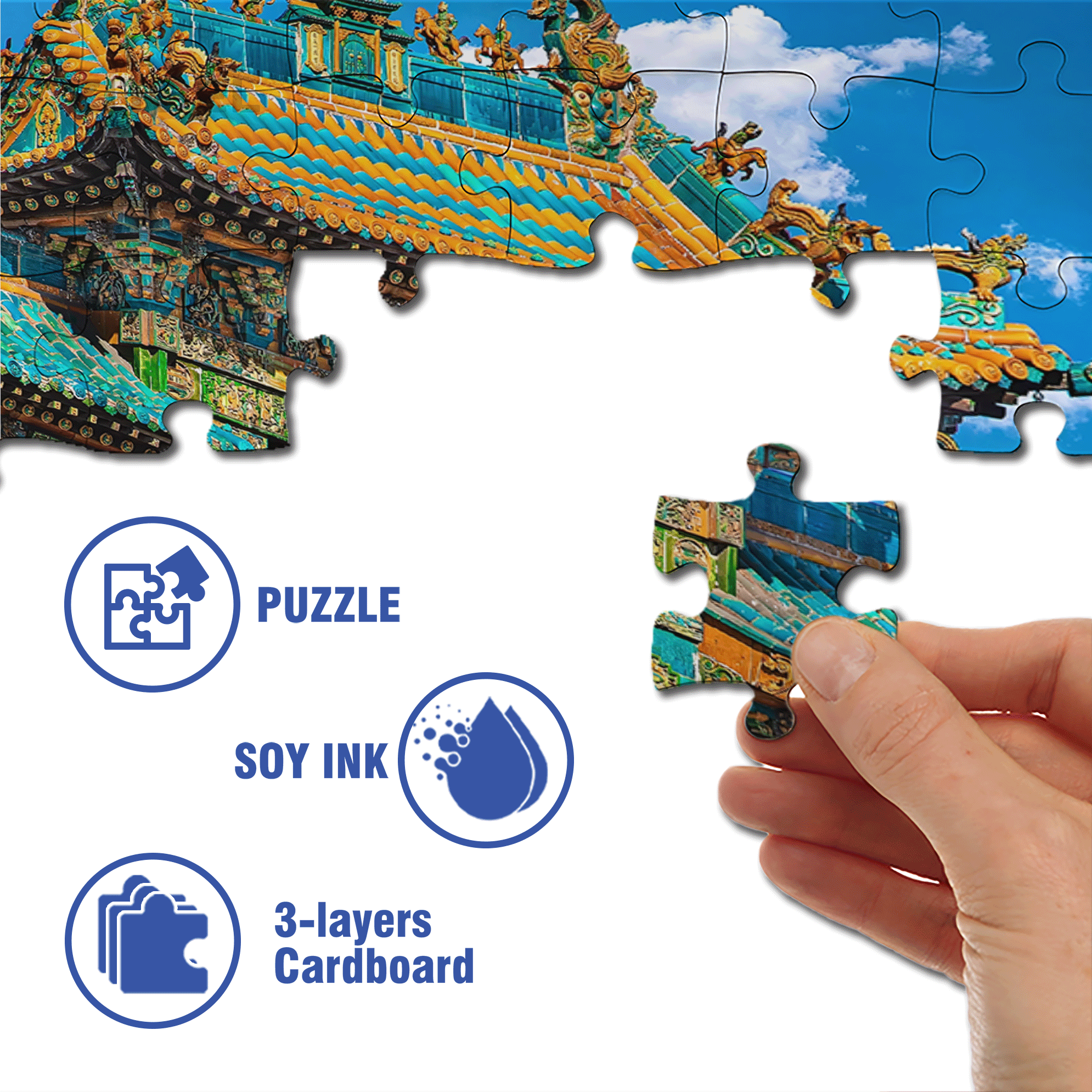 Ancient Chinese Architecture 7 500pcs/1000pcs Jigsaw Puzzle, Scratch-Resistant, Interactive Family Game & Brain-Boosting DIY Decor, Perfect for Halloween, Christmas & New Year Gifts, Family Puzzle Game