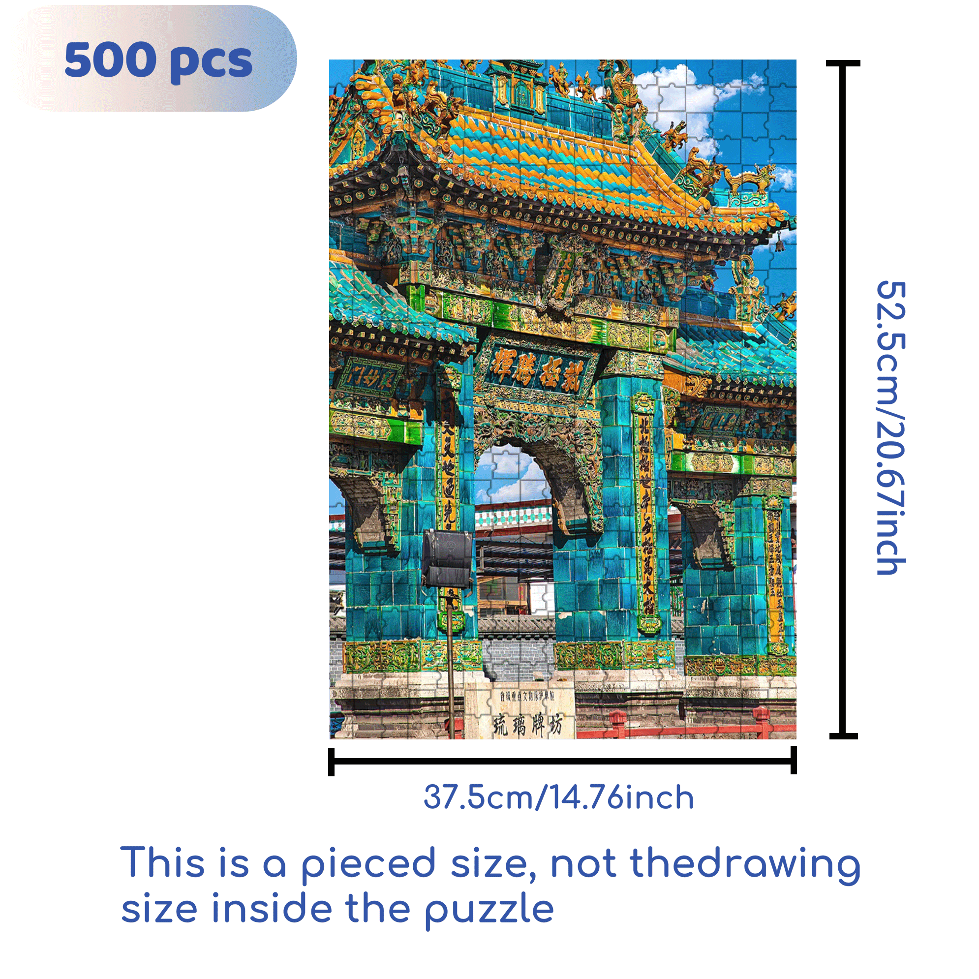Ancient Chinese Architecture 7 500pcs/1000pcs Jigsaw Puzzle, Scratch-Resistant, Interactive Family Game & Brain-Boosting DIY Decor, Perfect for Halloween, Christmas & New Year Gifts, Family Puzzle Game