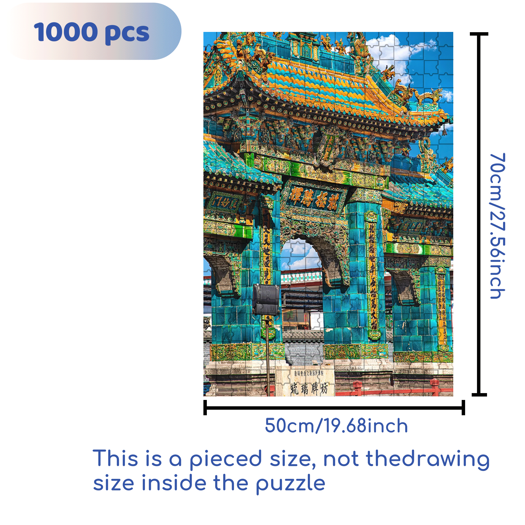 Ancient Chinese Architecture 7 500pcs/1000pcs Jigsaw Puzzle, Scratch-Resistant, Interactive Family Game & Brain-Boosting DIY Decor, Perfect for Halloween, Christmas & New Year Gifts, Family Puzzle Game
