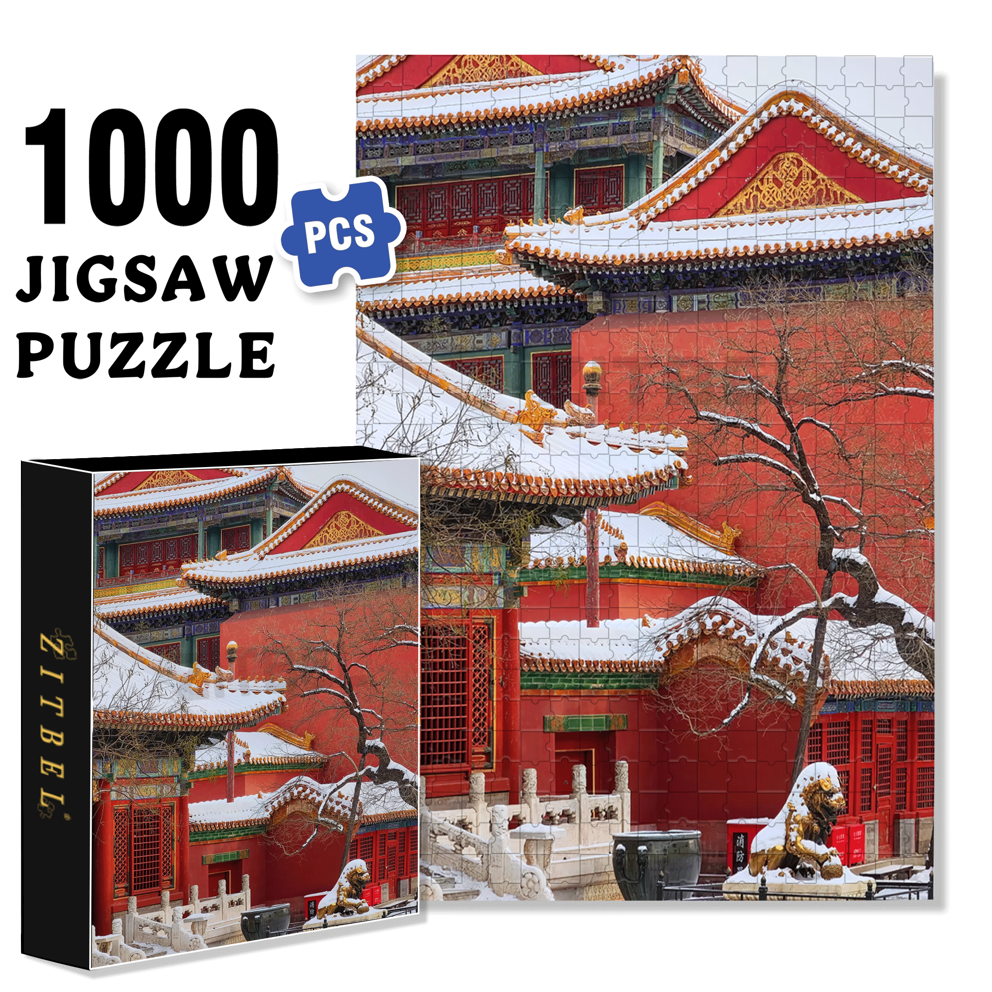 Ancient Chinese Architecture 8 500pcs/1000pcs Jigsaw Puzzle, Scratch-Resistant, Interactive Family Game & Brain-Boosting DIY Decor, Perfect for Halloween, Christmas & New Year Gifts, Family Puzzle Game