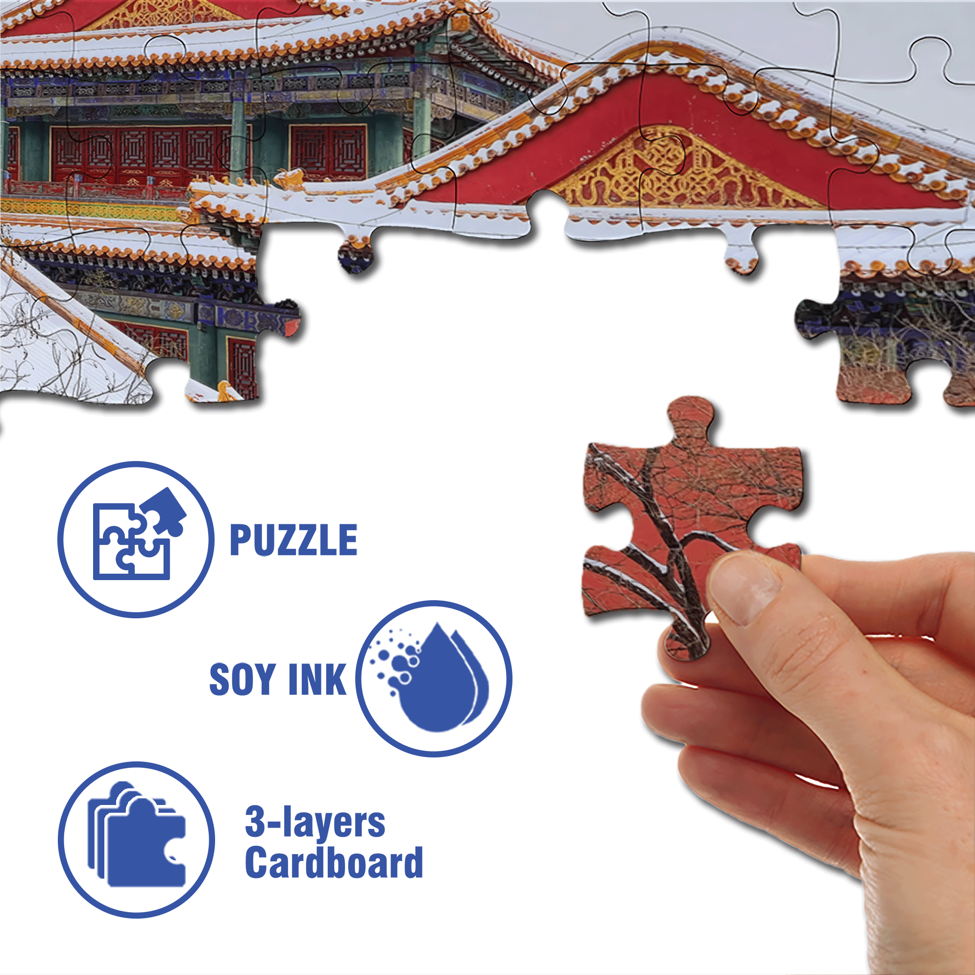 Ancient Chinese Architecture 8 500pcs/1000pcs Jigsaw Puzzle, Scratch-Resistant, Interactive Family Game & Brain-Boosting DIY Decor, Perfect for Halloween, Christmas & New Year Gifts, Family Puzzle Game