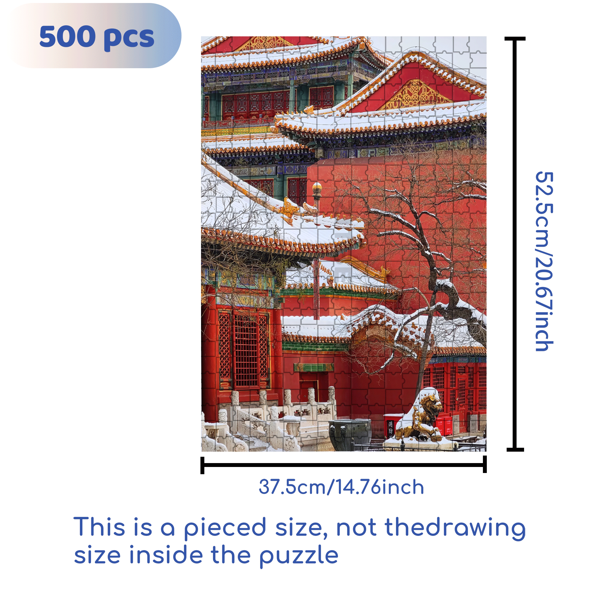 Ancient Chinese Architecture 8 500pcs/1000pcs Jigsaw Puzzle, Scratch-Resistant, Interactive Family Game & Brain-Boosting DIY Decor, Perfect for Halloween, Christmas & New Year Gifts, Family Puzzle Game