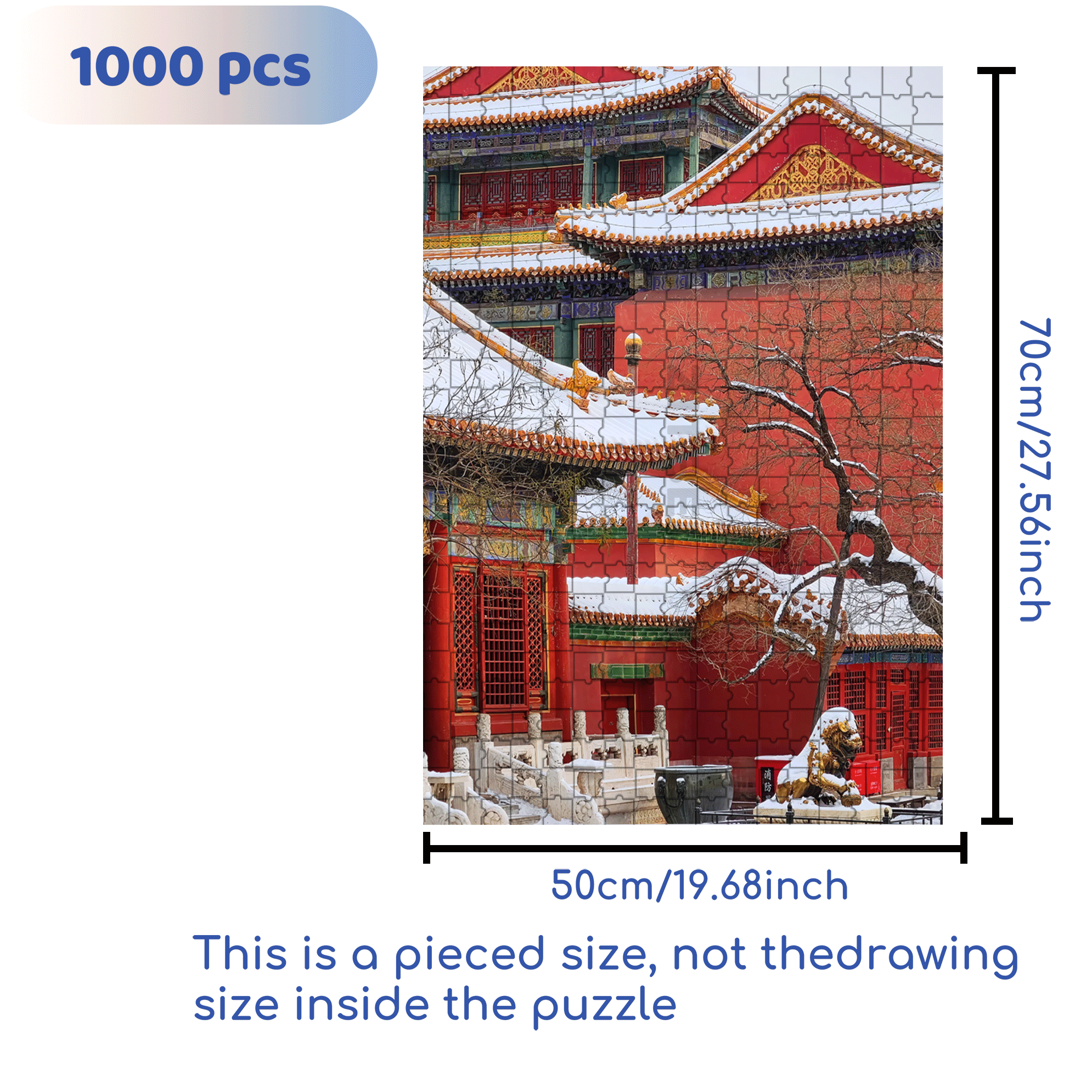 Ancient Chinese Architecture 8 500pcs/1000pcs Jigsaw Puzzle, Scratch-Resistant, Interactive Family Game & Brain-Boosting DIY Decor, Perfect for Halloween, Christmas & New Year Gifts, Family Puzzle Game