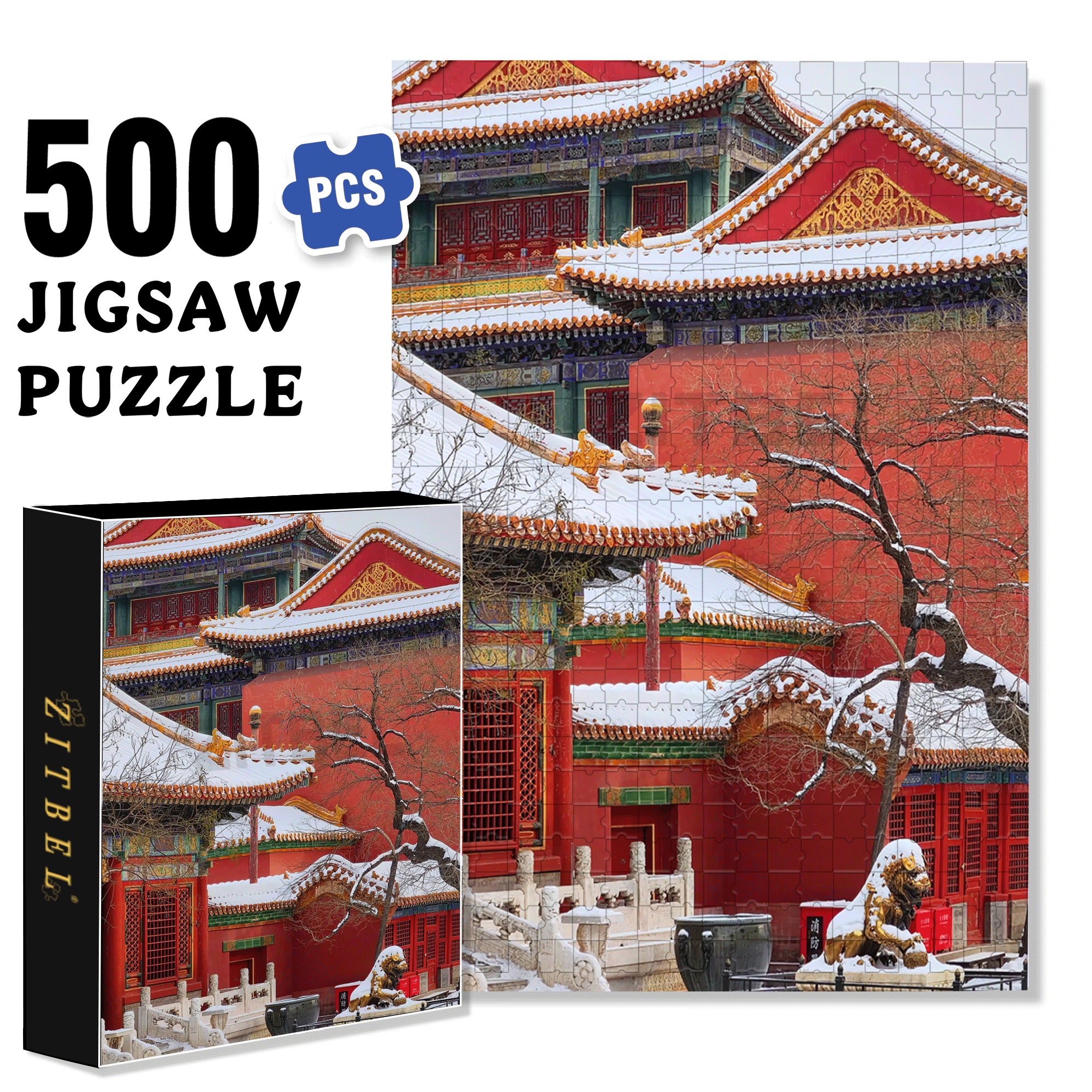 Ancient Chinese Architecture 8 500pcs/1000pcs Jigsaw Puzzle, Scratch-Resistant, Interactive Family Game & Brain-Boosting DIY Decor, Perfect for Halloween, Christmas & New Year Gifts, Family Puzzle Game