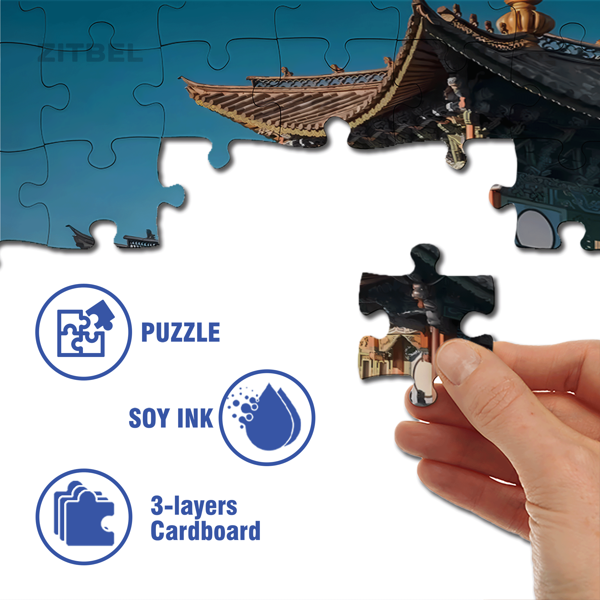 Ancient Chinese Architecture 500pcs/1000pcs Jigsaw Puzzle, Scratch-Resistant, Interactive Family Game & Brain-Boosting DIY Decor, Perfect for Halloween, Christmas & New Year Gifts, Family Puzzle Game