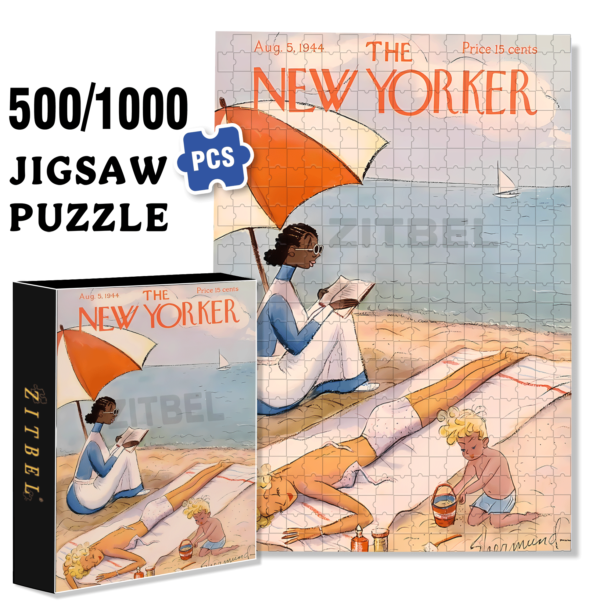 Bask In The Sun 500pcs/1000pcs Jigsaw Puzzle, Scratch-Resistant, Interactive Family Game & Brain-Boosting DIY Decor, Perfect for Halloween, Christmas & New Year Gifts, Family Puzzle Game