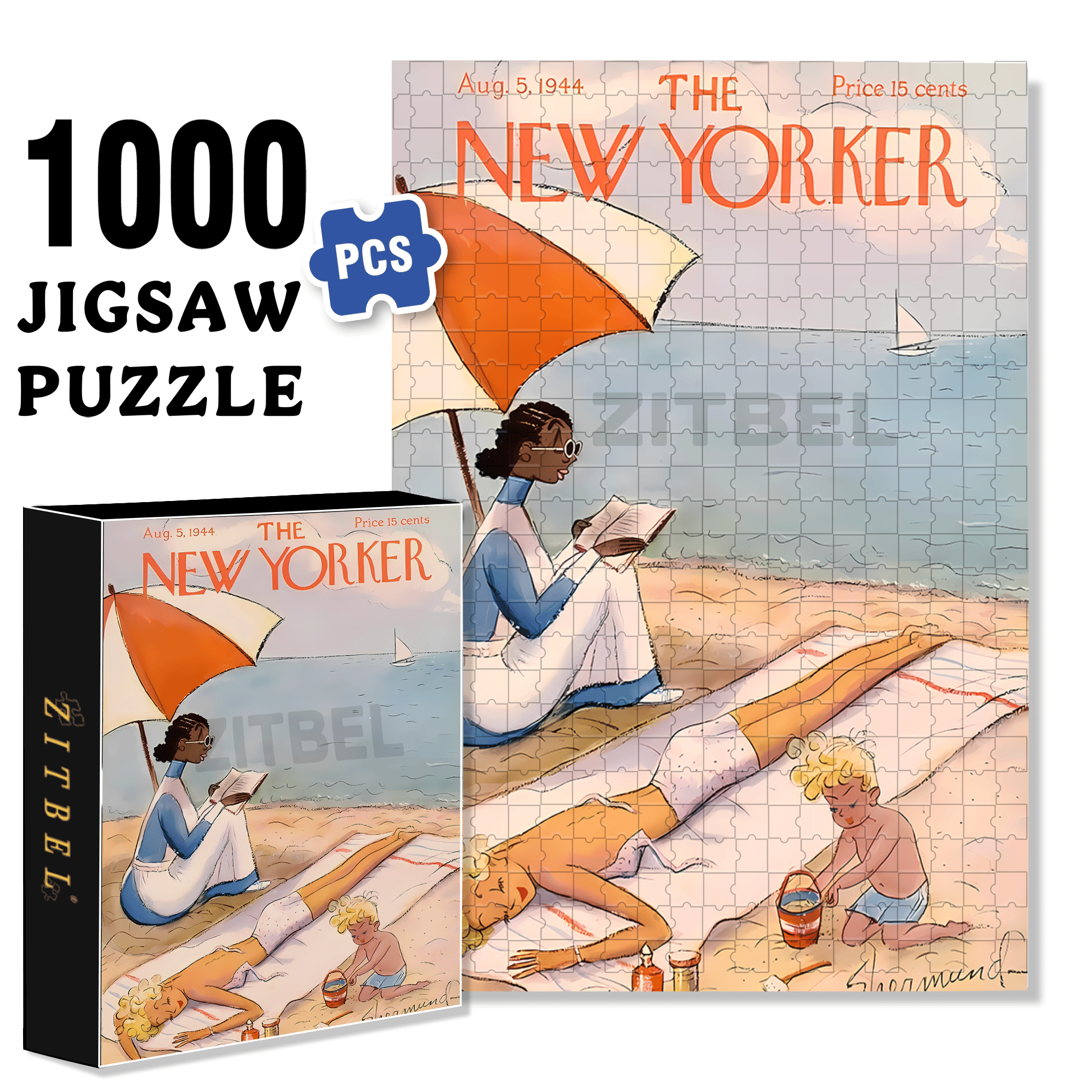 Bask In The Sun 500pcs/1000pcs Jigsaw Puzzle, Scratch-Resistant, Interactive Family Game & Brain-Boosting DIY Decor, Perfect for Halloween, Christmas & New Year Gifts, Family Puzzle Game