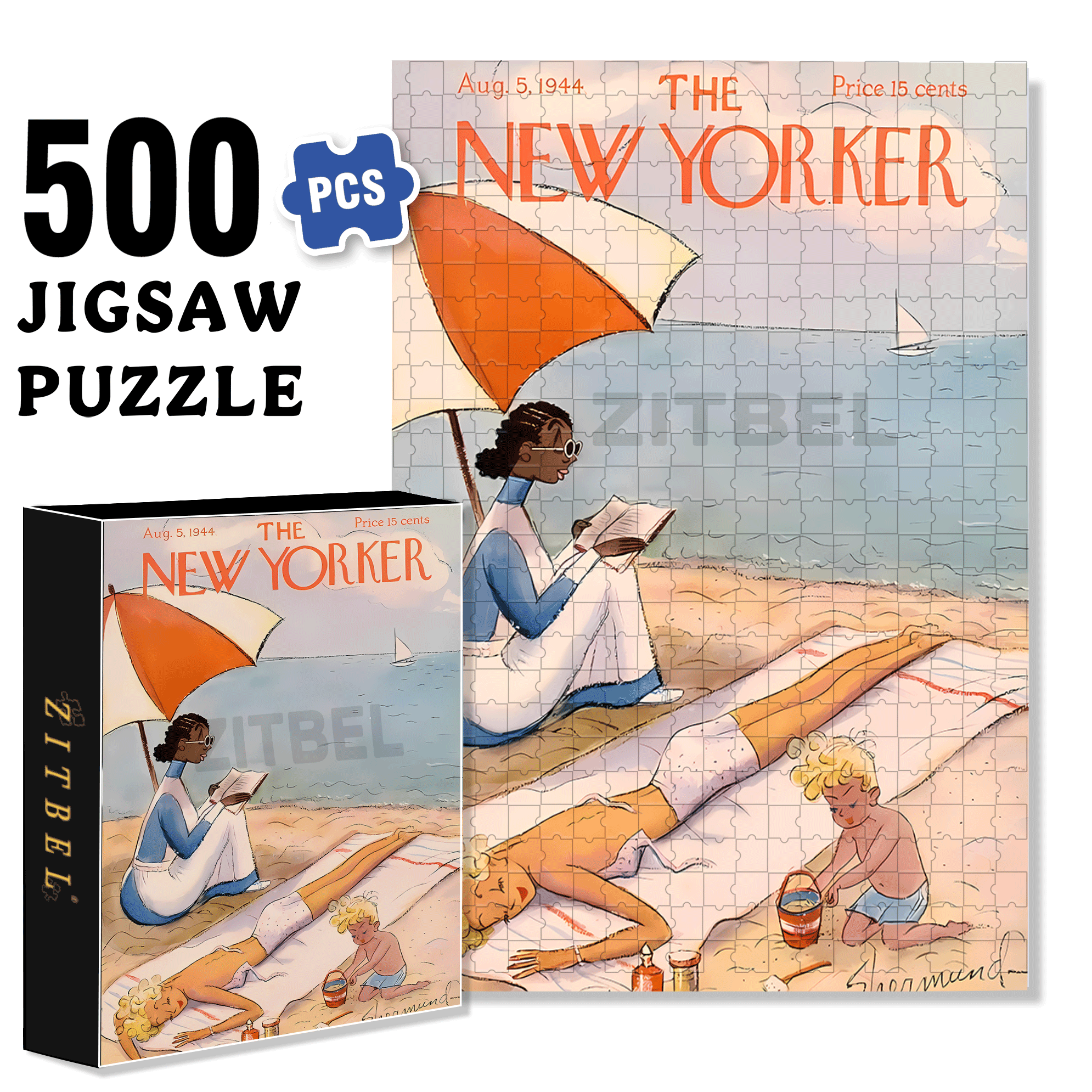 Bask In The Sun 500pcs/1000pcs Jigsaw Puzzle, Scratch-Resistant, Interactive Family Game & Brain-Boosting DIY Decor, Perfect for Halloween, Christmas & New Year Gifts, Family Puzzle Game