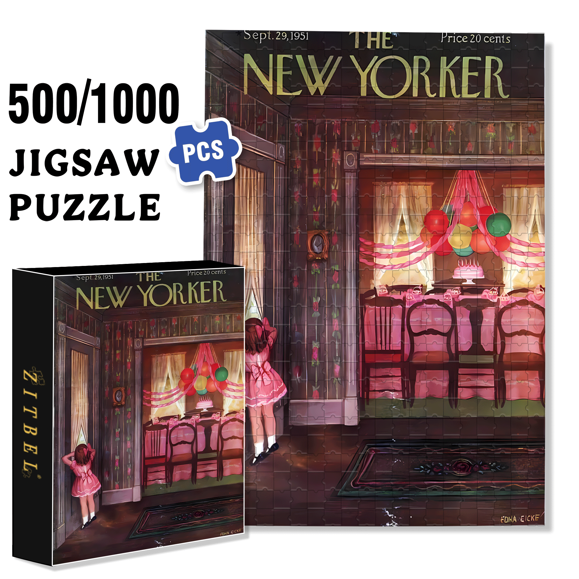 Before The Birthday Party 500pcs/1000pcs Jigsaw Puzzle, Scratch-Resistant, Interactive Family Game & Brain-Boosting DIY Decor, Perfect for Halloween, Christmas & New Year Gifts, Family Puzzle Game