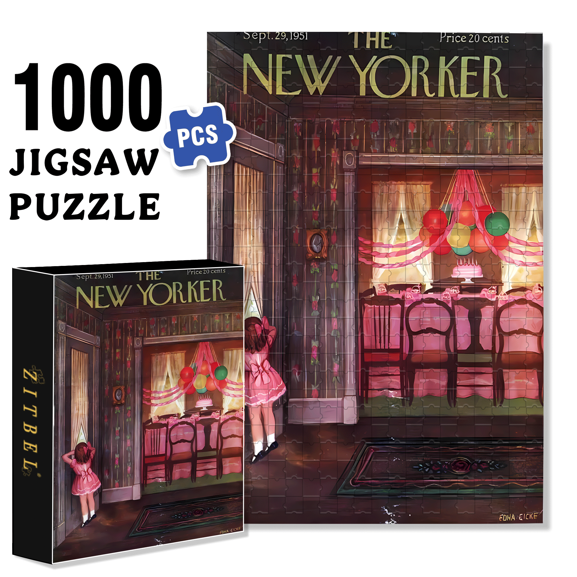 Before The Birthday Party 500pcs/1000pcs Jigsaw Puzzle, Scratch-Resistant, Interactive Family Game & Brain-Boosting DIY Decor, Perfect for Halloween, Christmas & New Year Gifts, Family Puzzle Game
