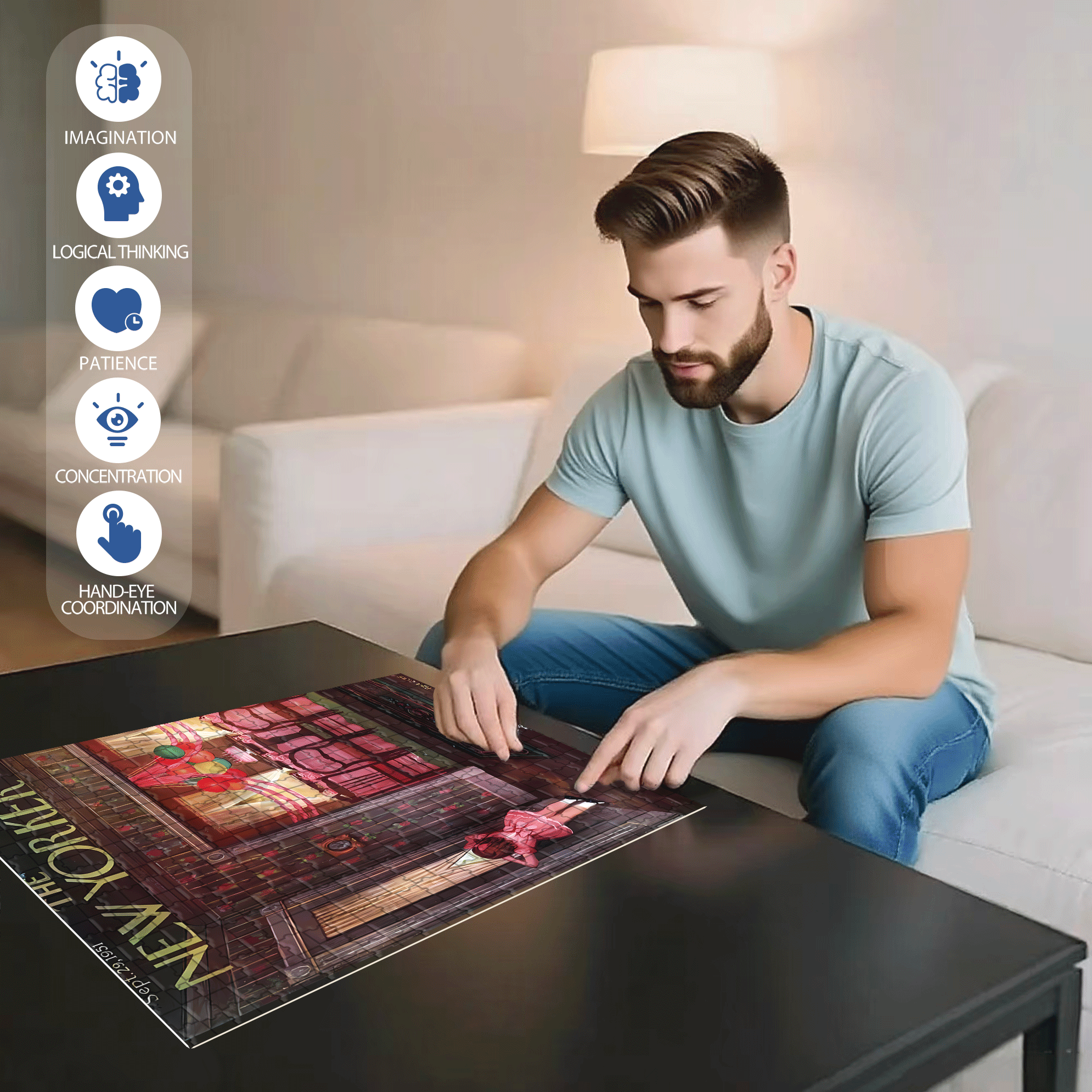 Before The Birthday Party 500pcs/1000pcs Jigsaw Puzzle, Scratch-Resistant, Interactive Family Game & Brain-Boosting DIY Decor, Perfect for Halloween, Christmas & New Year Gifts, Family Puzzle Game
