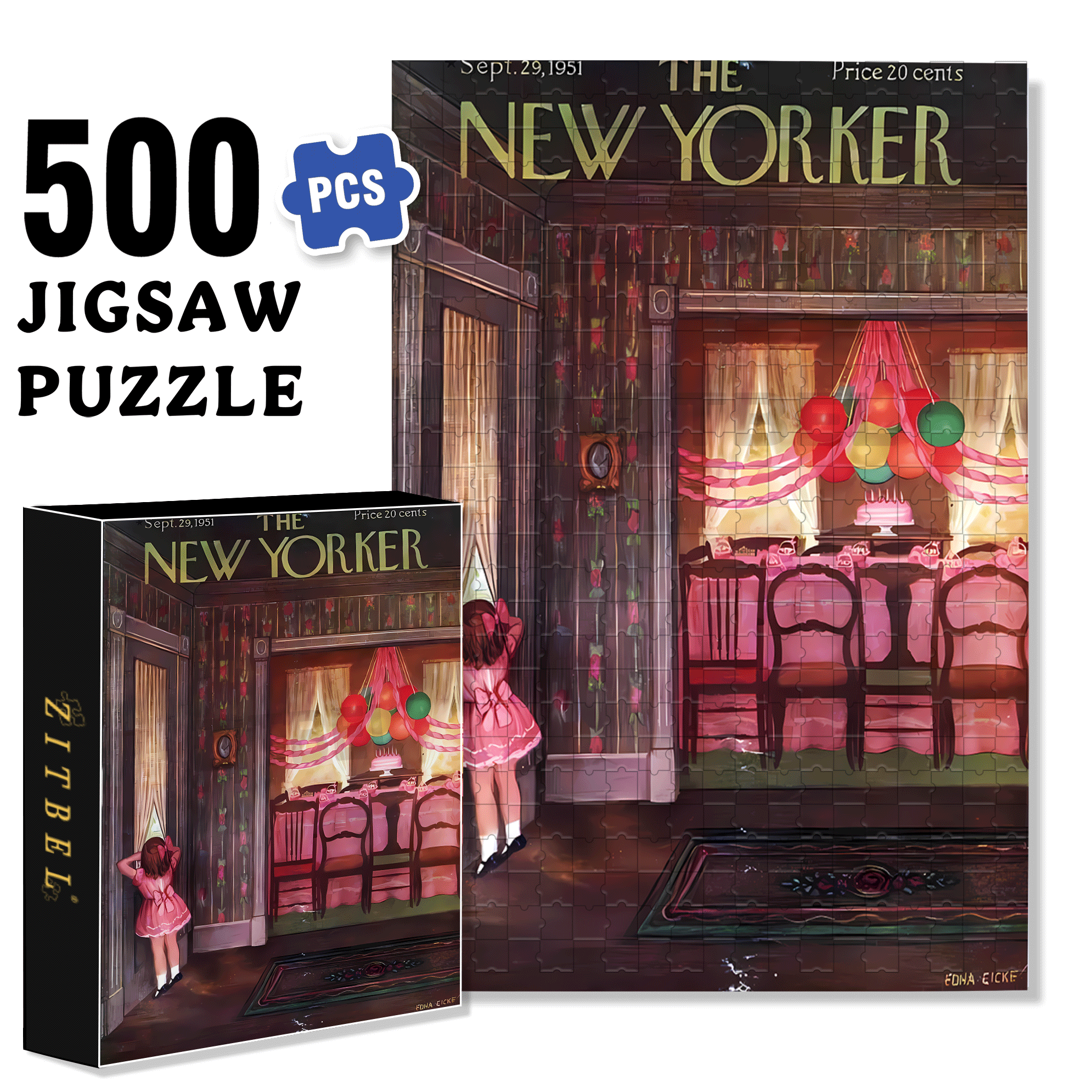 Before The Birthday Party 500pcs/1000pcs Jigsaw Puzzle, Scratch-Resistant, Interactive Family Game & Brain-Boosting DIY Decor, Perfect for Halloween, Christmas & New Year Gifts, Family Puzzle Game