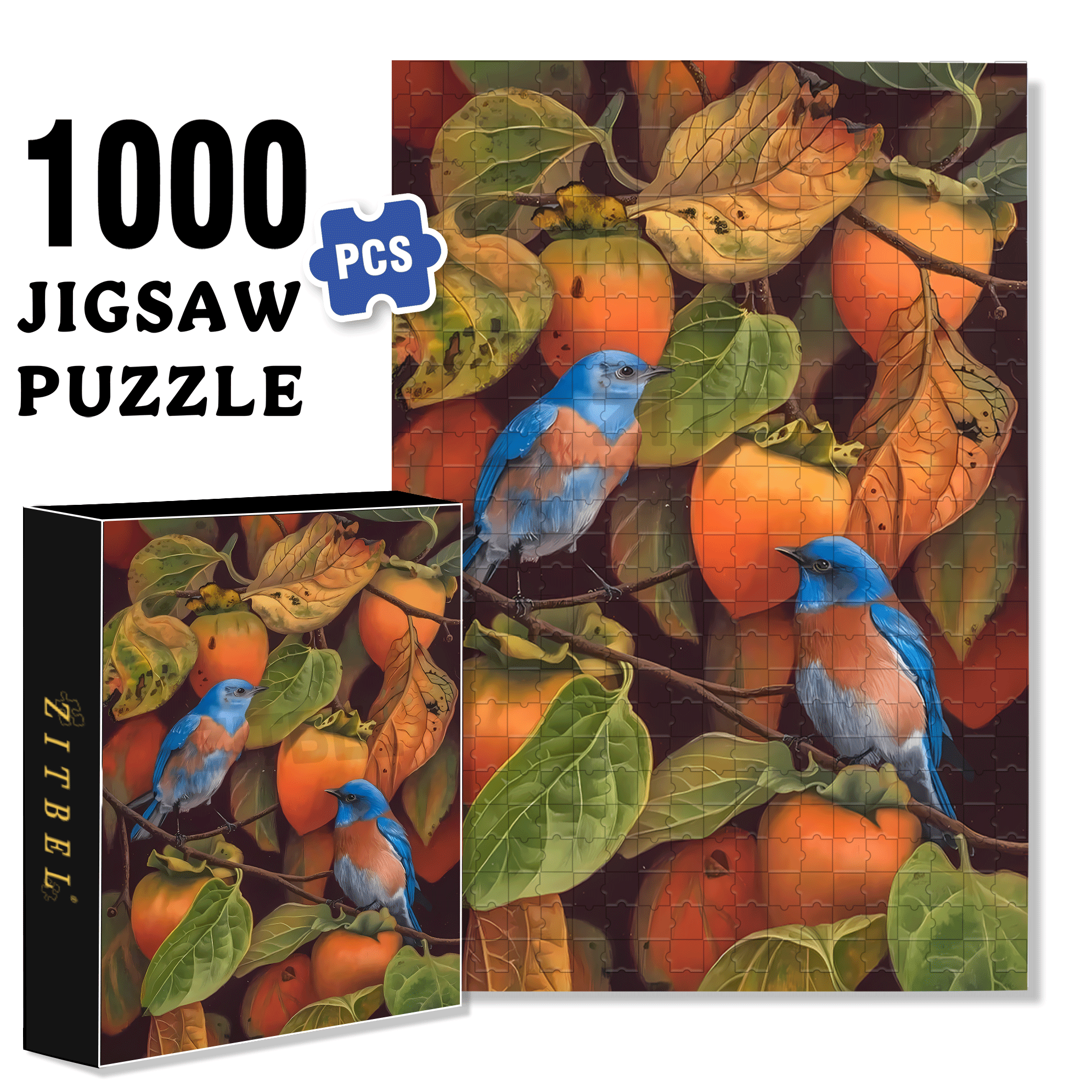 Blue Bird 500pcs/1000pcs Jigsaw Puzzle, Scratch-Resistant, Interactive Family Game & Brain-Boosting DIY Decor, Perfect for Halloween, Christmas & New Year Gifts, Family Puzzle Game