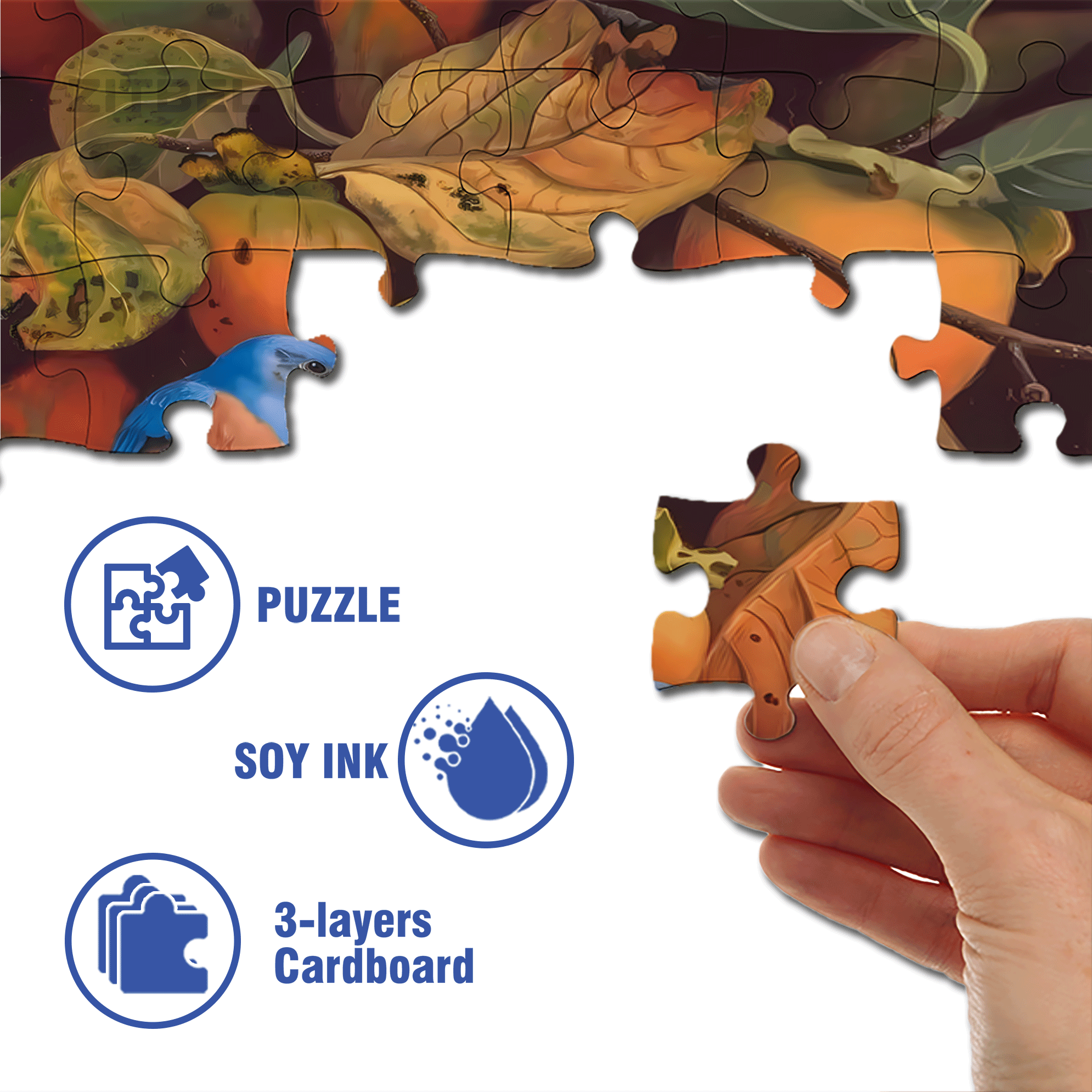 Blue Bird 500pcs/1000pcs Jigsaw Puzzle, Scratch-Resistant, Interactive Family Game & Brain-Boosting DIY Decor, Perfect for Halloween, Christmas & New Year Gifts, Family Puzzle Game