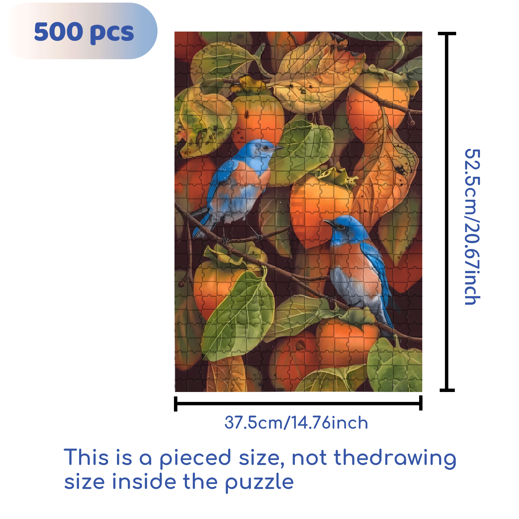 Blue Bird 500pcs/1000pcs Jigsaw Puzzle, Scratch-Resistant, Interactive Family Game & Brain-Boosting DIY Decor, Perfect for Halloween, Christmas & New Year Gifts, Family Puzzle Game