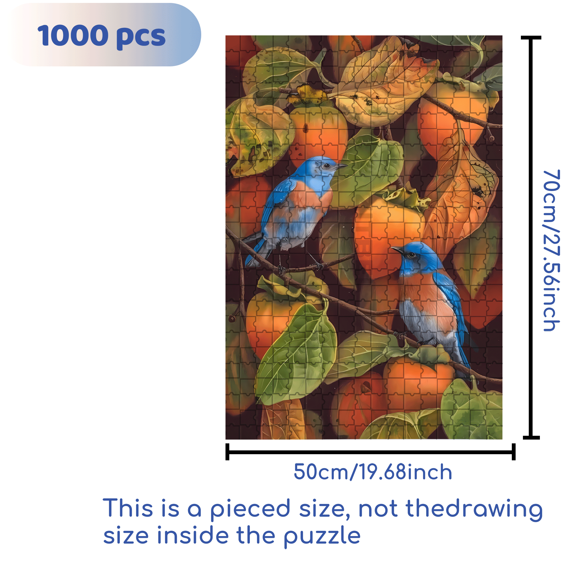 Blue Bird 500pcs/1000pcs Jigsaw Puzzle, Scratch-Resistant, Interactive Family Game & Brain-Boosting DIY Decor, Perfect for Halloween, Christmas & New Year Gifts, Family Puzzle Game