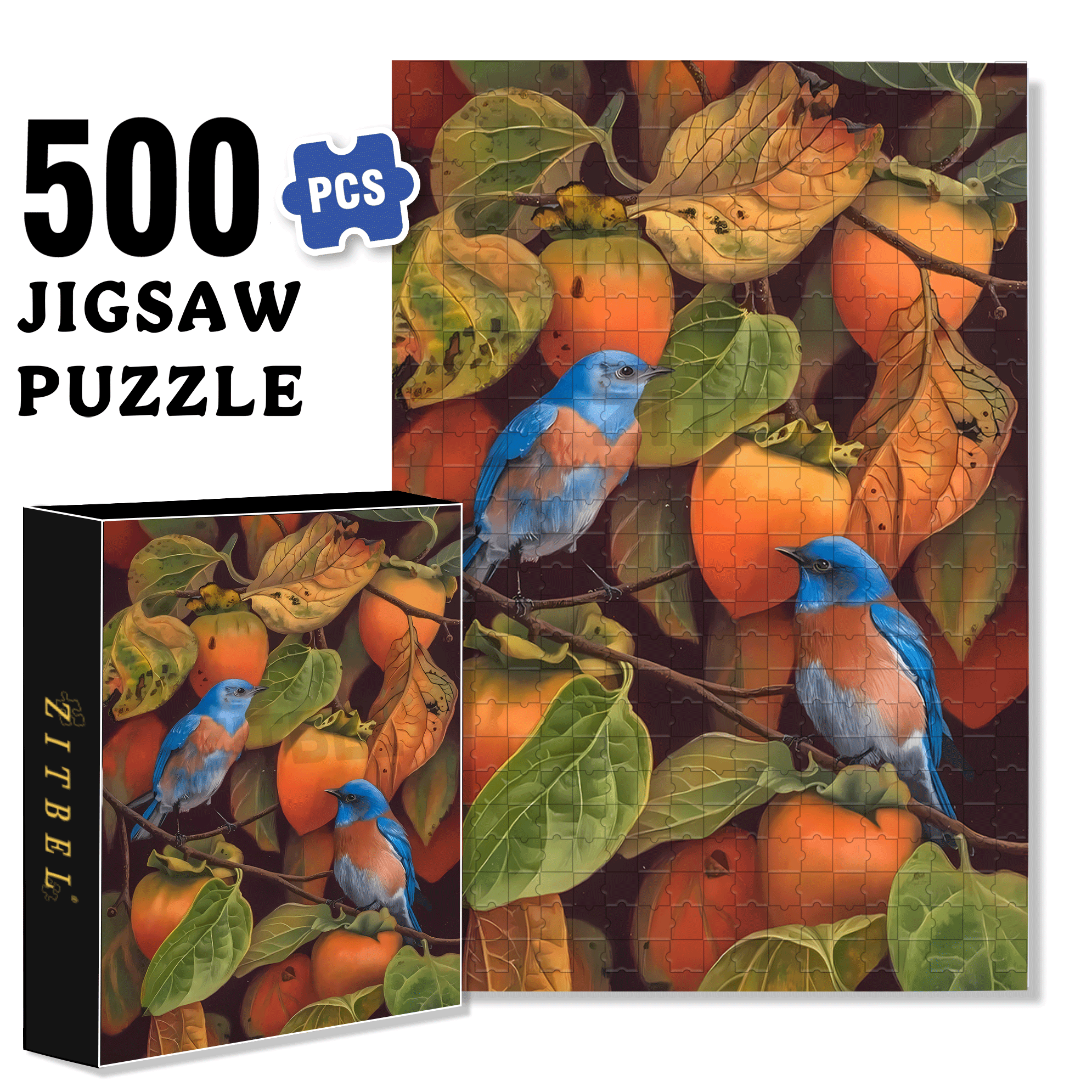 Blue Bird 500pcs/1000pcs Jigsaw Puzzle, Scratch-Resistant, Interactive Family Game & Brain-Boosting DIY Decor, Perfect for Halloween, Christmas & New Year Gifts, Family Puzzle Game