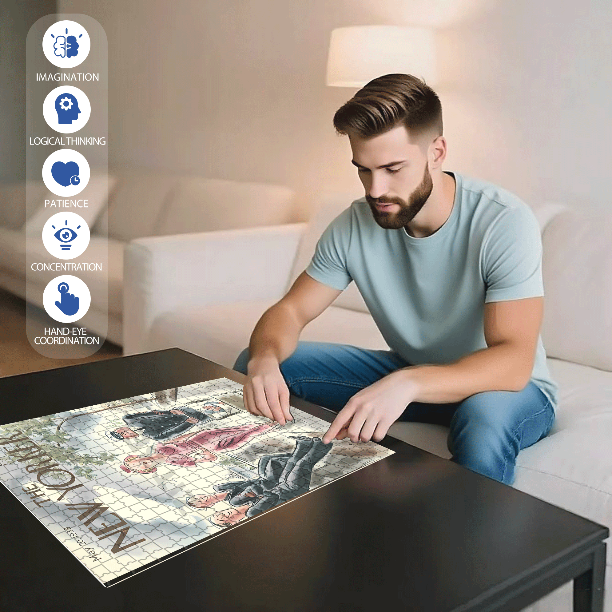 Bodyguard 500pcs/1000pcs Jigsaw Puzzle, Scratch-Resistant, Interactive Family Game & Brain-Boosting DIY Decor, Perfect for Halloween, Christmas & New Year Gifts, Family Puzzle Game