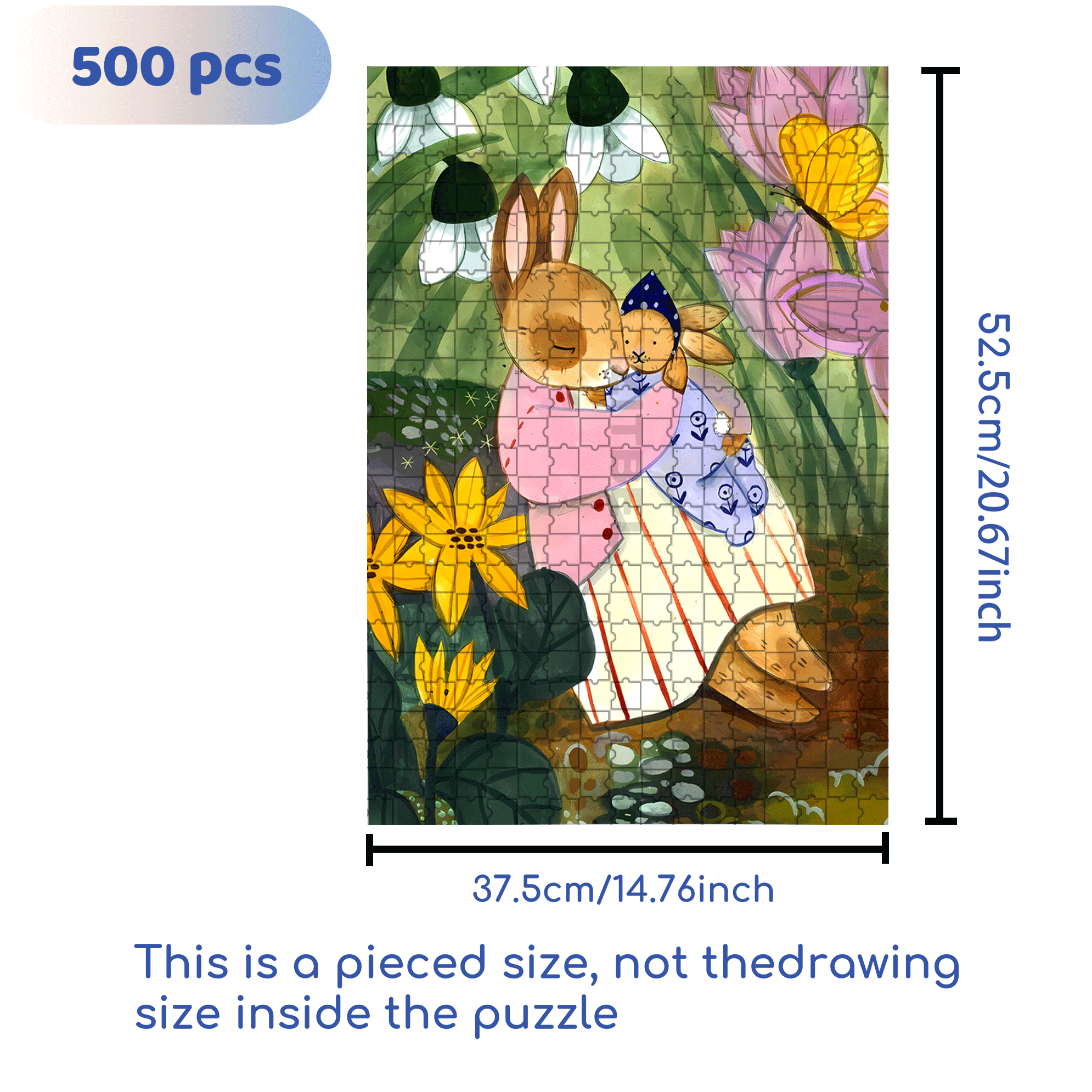 Bunny Love 500pcs/1000pcs Jigsaw Puzzle, Scratch-Resistant, Interactive Family Game & Brain-Boosting DIY Decor, Perfect for Halloween, Christmas & New Year Gifts, Family Puzzle Game