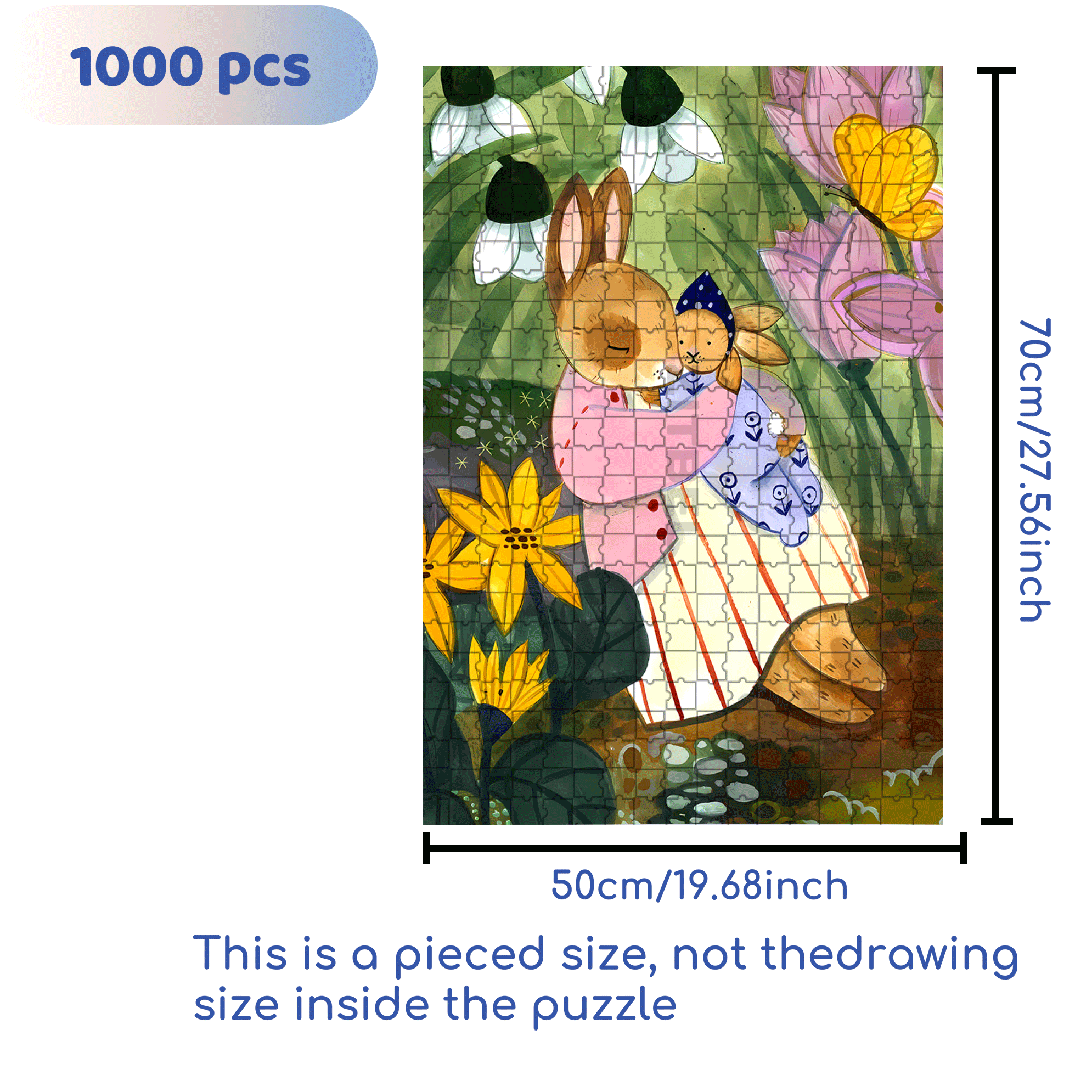 Bunny Love 500pcs/1000pcs Jigsaw Puzzle, Scratch-Resistant, Interactive Family Game & Brain-Boosting DIY Decor, Perfect for Halloween, Christmas & New Year Gifts, Family Puzzle Game