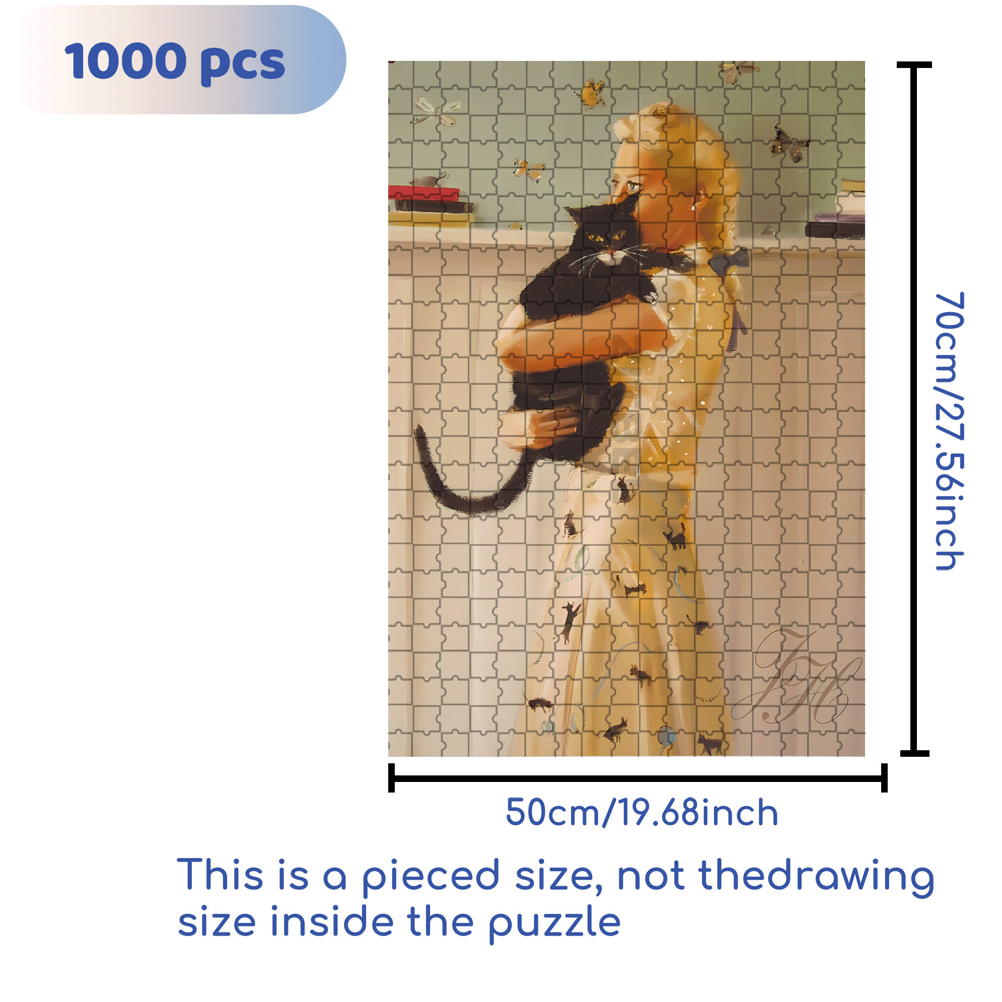 Cat And Mouse 2 500pcs/1000pcs Jigsaw Puzzle, Scratch-Resistant, Interactive Family Game & Brain-Boosting DIY Decor, Perfect for Halloween, Christmas & New Year Gifts, Family Puzzle Game