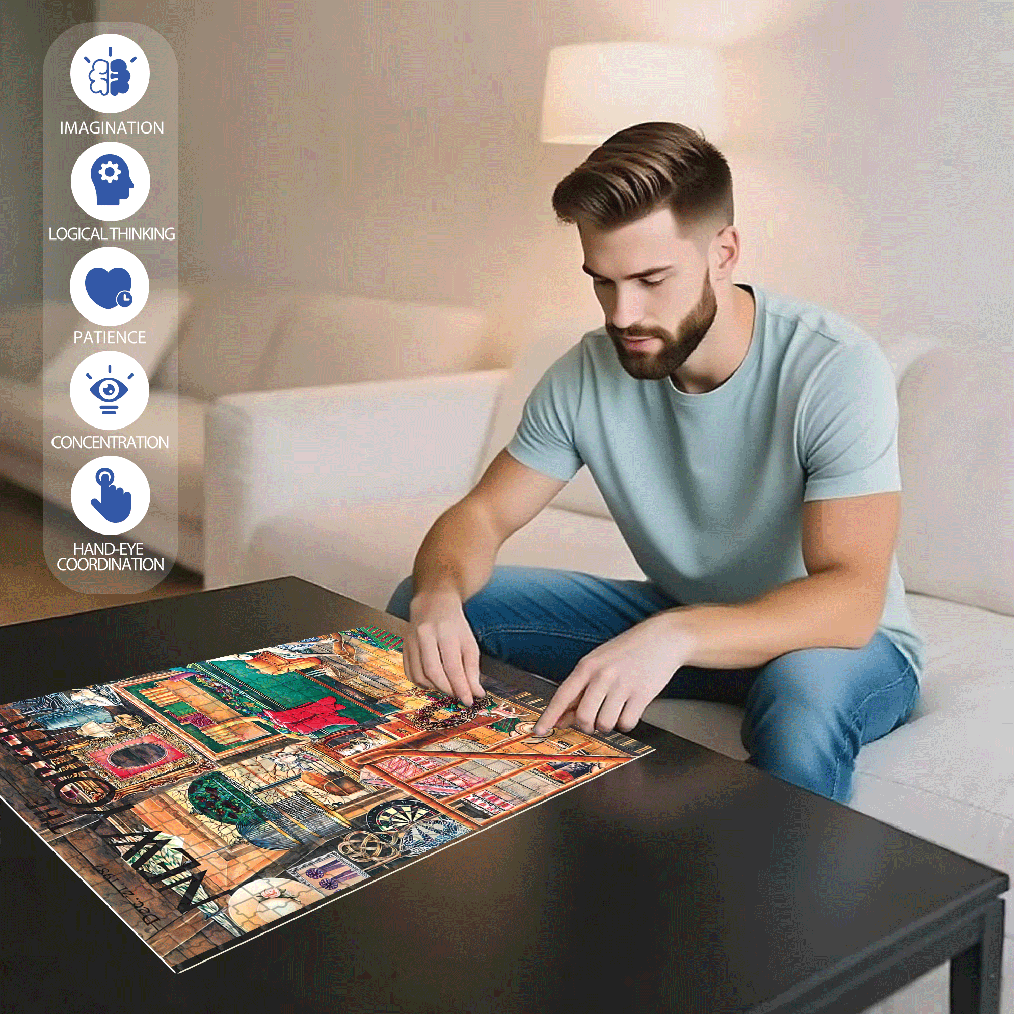 Christmas Attic 500pcs/1000pcs Jigsaw Puzzle, Scratch-Resistant, Interactive Family Game & Brain-Boosting DIY Decor, Perfect for Halloween, Christmas & New Year Gifts, Family Puzzle Game