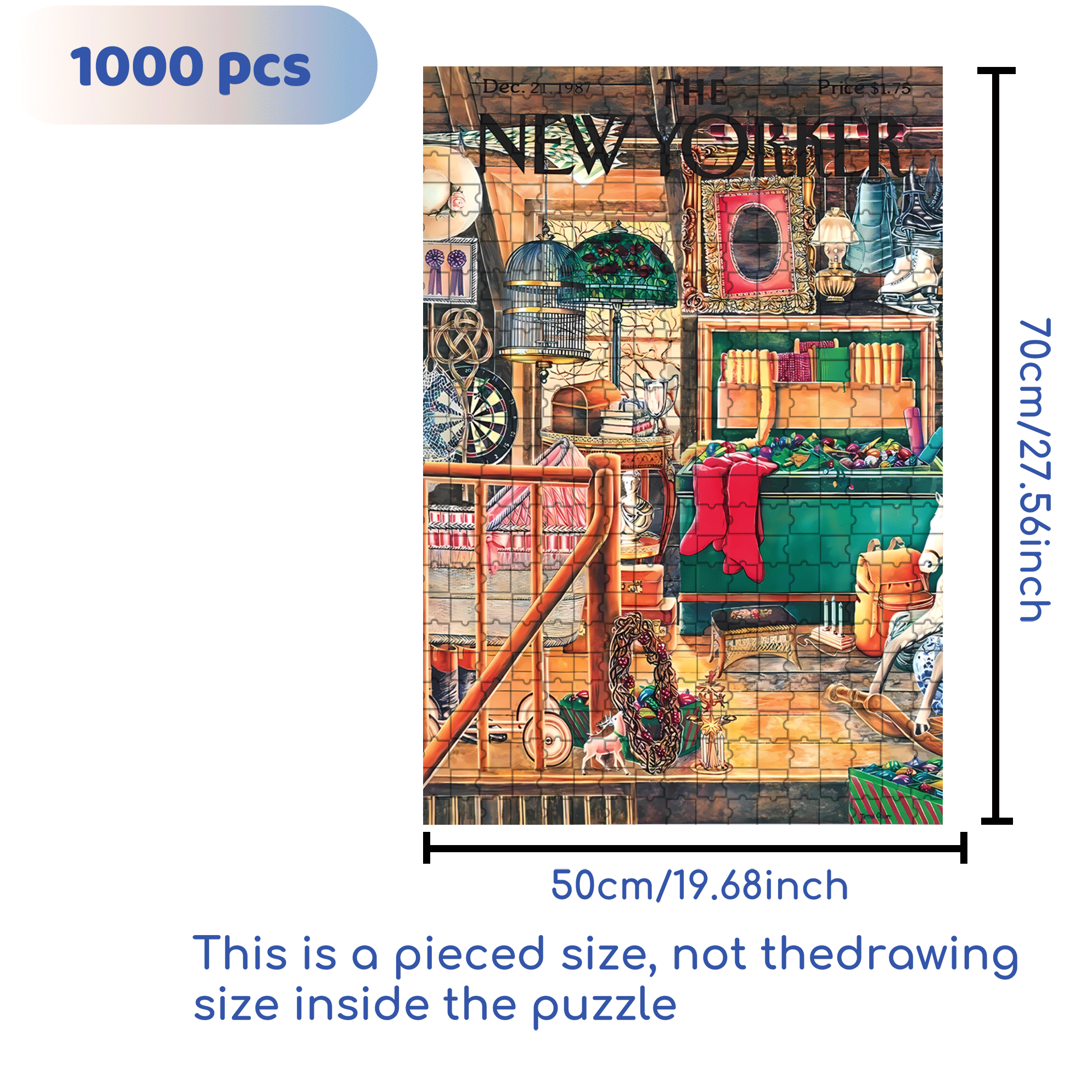 Christmas Attic 500pcs/1000pcs Jigsaw Puzzle, Scratch-Resistant, Interactive Family Game & Brain-Boosting DIY Decor, Perfect for Halloween, Christmas & New Year Gifts, Family Puzzle Game