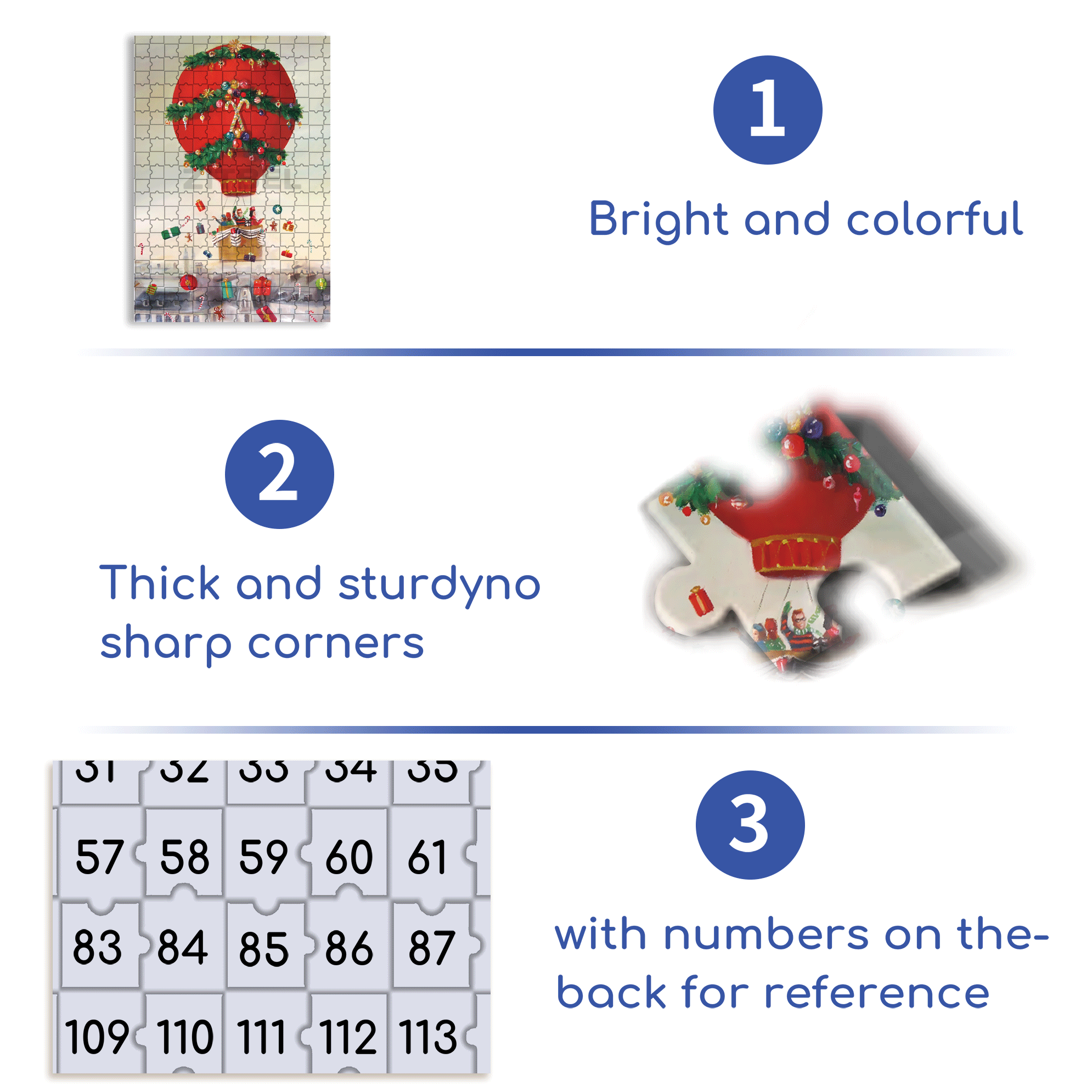 Christmas Balloon Ride 500pcs/1000pcs Jigsaw Puzzle, Scratch-Resistant, Interactive Family Game & Brain-Boosting DIY Decor, Perfect for Halloween, Christmas & New Year Gifts, Family Puzzle Game