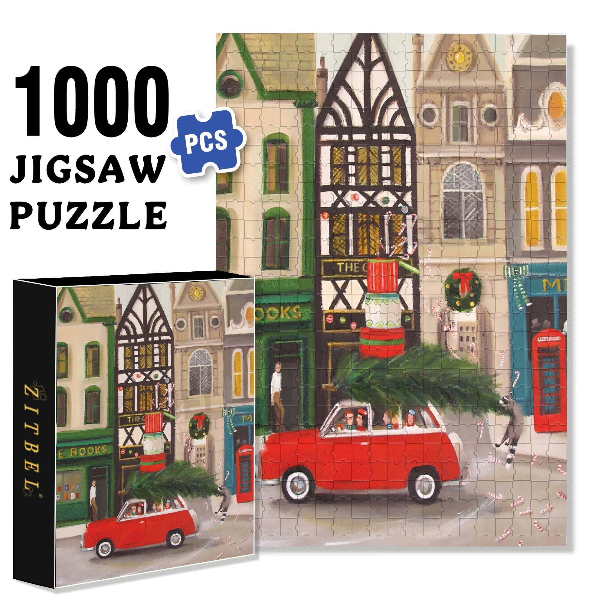 Christmas Cheer 500pcs/1000pcs Jigsaw Puzzle, Scratch-Resistant, Interactive Family Game & Brain-Boosting DIY Decor, Perfect for Halloween, Christmas & New Year Gifts, Family Puzzle Game
