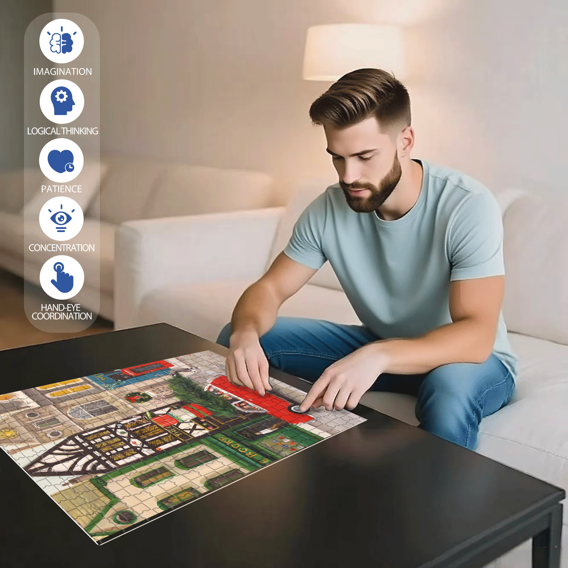 Christmas Cheer 500pcs/1000pcs Jigsaw Puzzle, Scratch-Resistant, Interactive Family Game & Brain-Boosting DIY Decor, Perfect for Halloween, Christmas & New Year Gifts, Family Puzzle Game