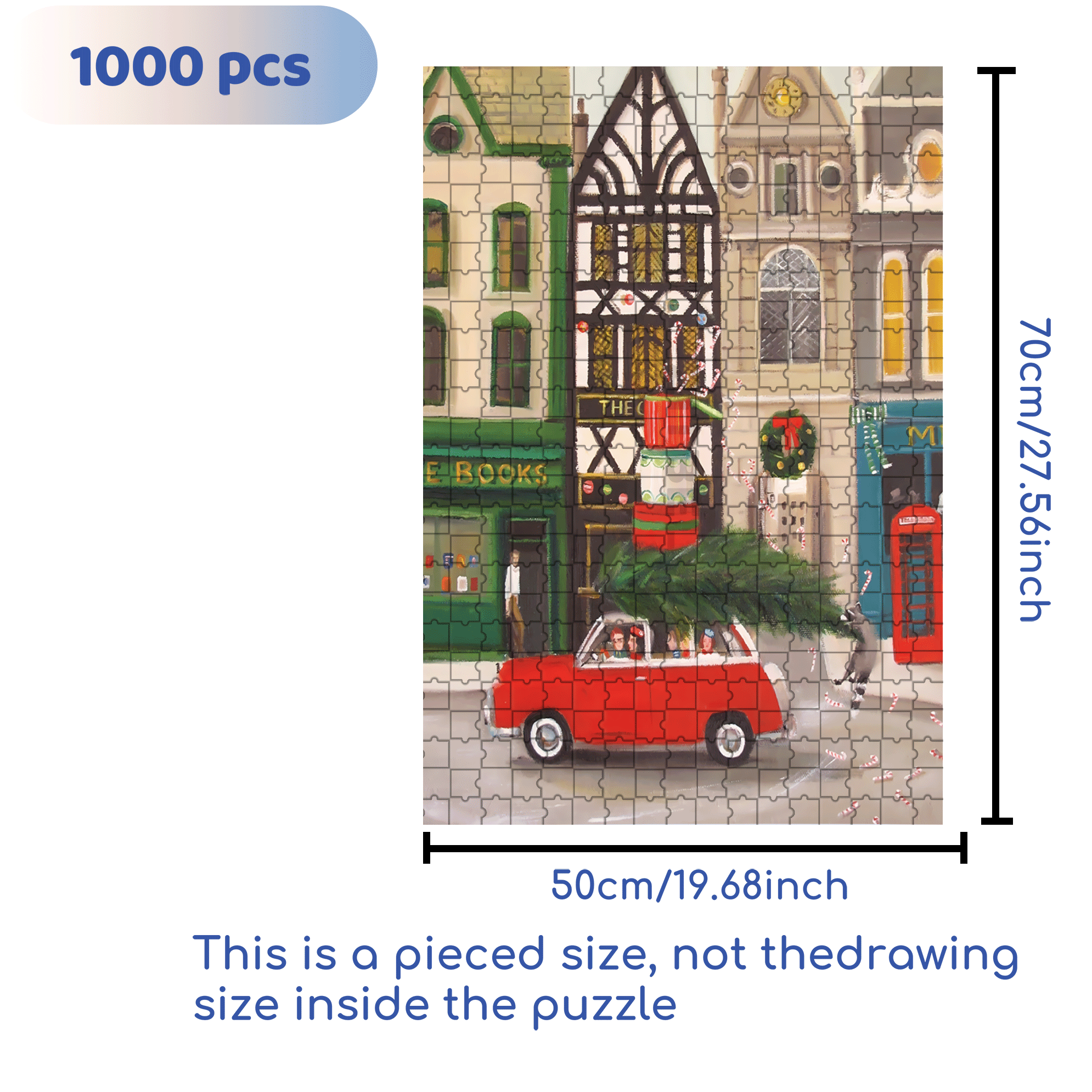 Christmas Cheer 500pcs/1000pcs Jigsaw Puzzle, Scratch-Resistant, Interactive Family Game & Brain-Boosting DIY Decor, Perfect for Halloween, Christmas & New Year Gifts, Family Puzzle Game