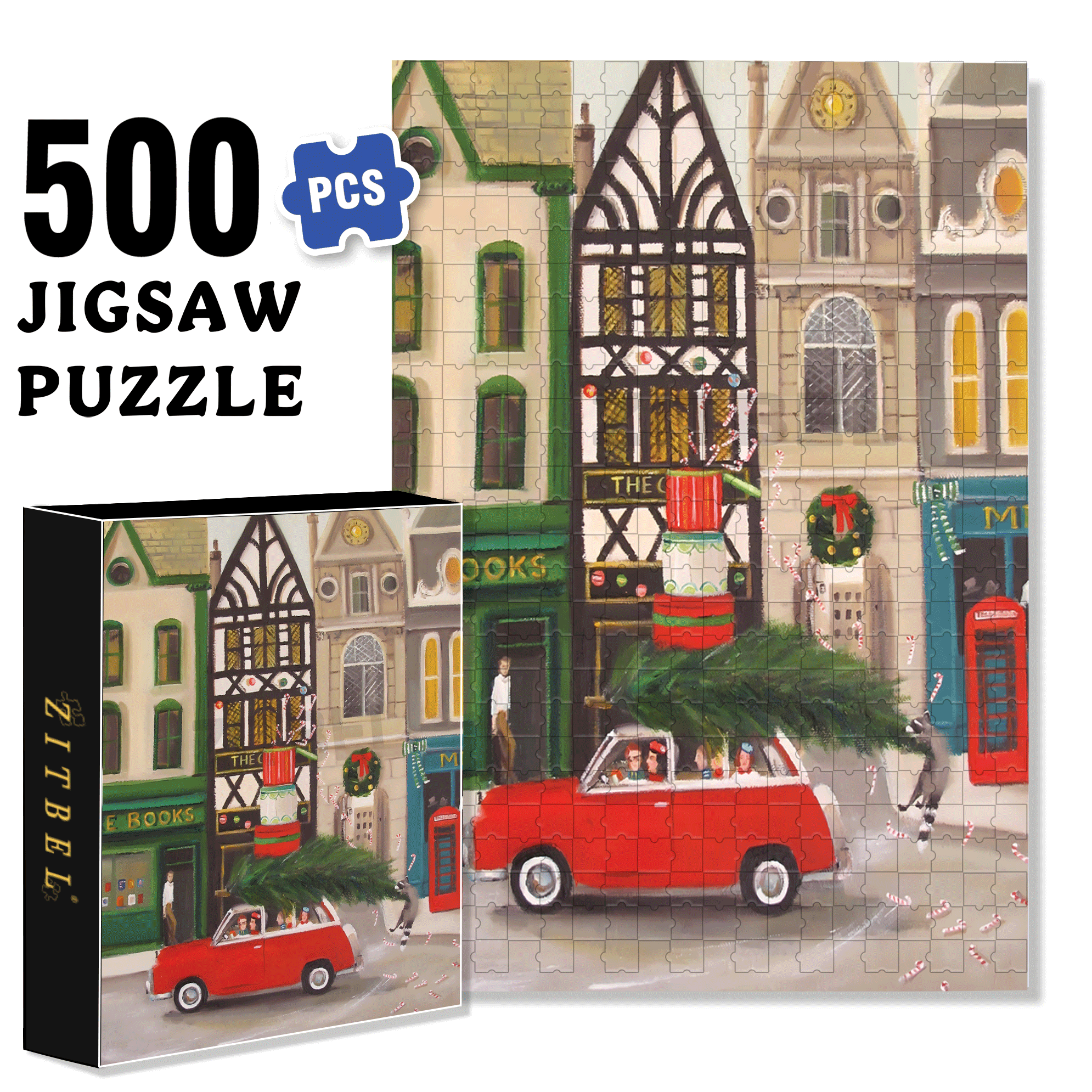 Christmas Cheer 500pcs/1000pcs Jigsaw Puzzle, Scratch-Resistant, Interactive Family Game & Brain-Boosting DIY Decor, Perfect for Halloween, Christmas & New Year Gifts, Family Puzzle Game